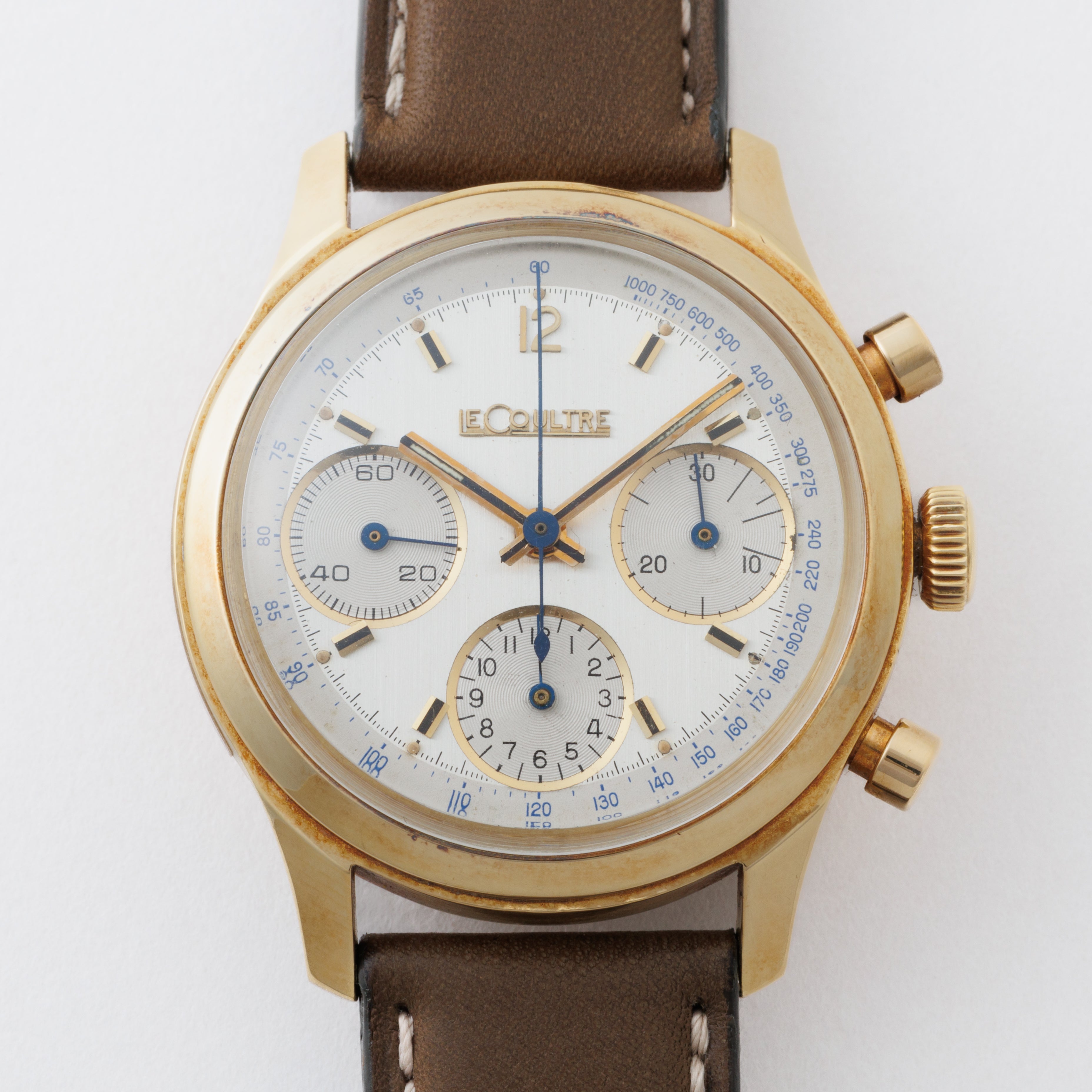 ルクルト 18金無垢防水ケース 3レジスタークロノグラフ バルジュー72搭載 1960年代製トリプルサイン
