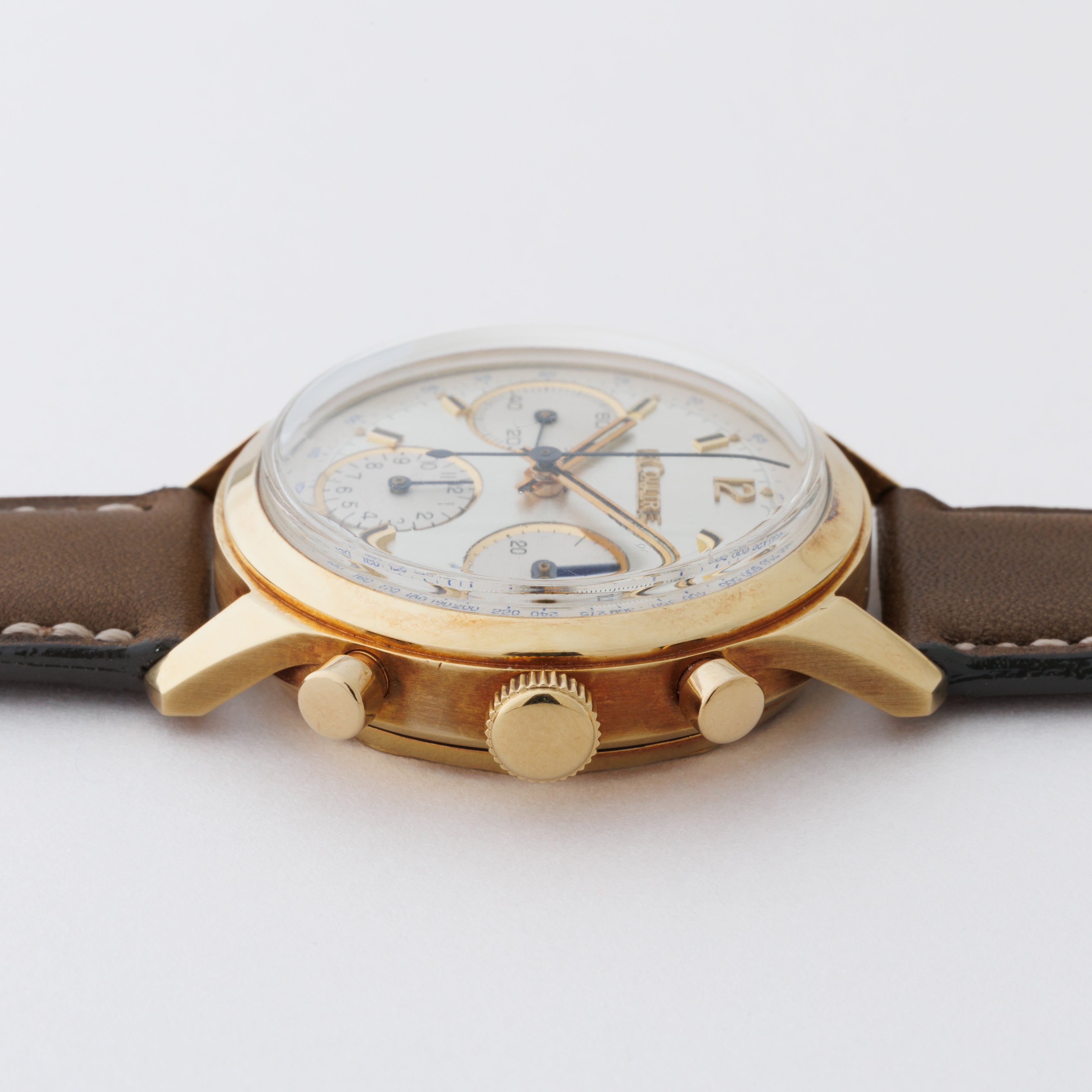 ルクルト 18金無垢防水ケース 3レジスタークロノグラフ バルジュー72搭載 1960年代製トリプルサイン