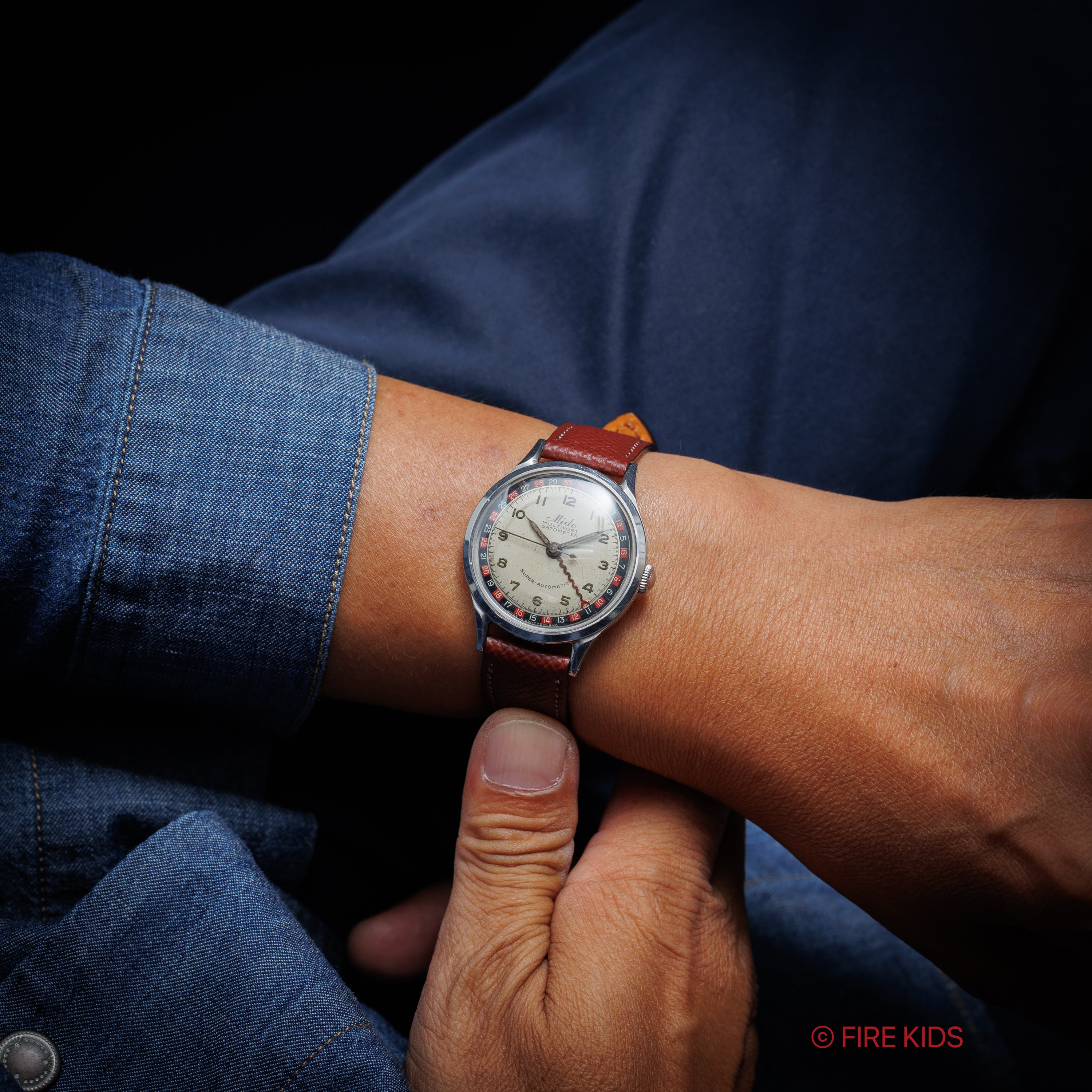 ミドー マルチフォート ダトメーター 1950年代製 バンパー式オートマチック 純正尾錠