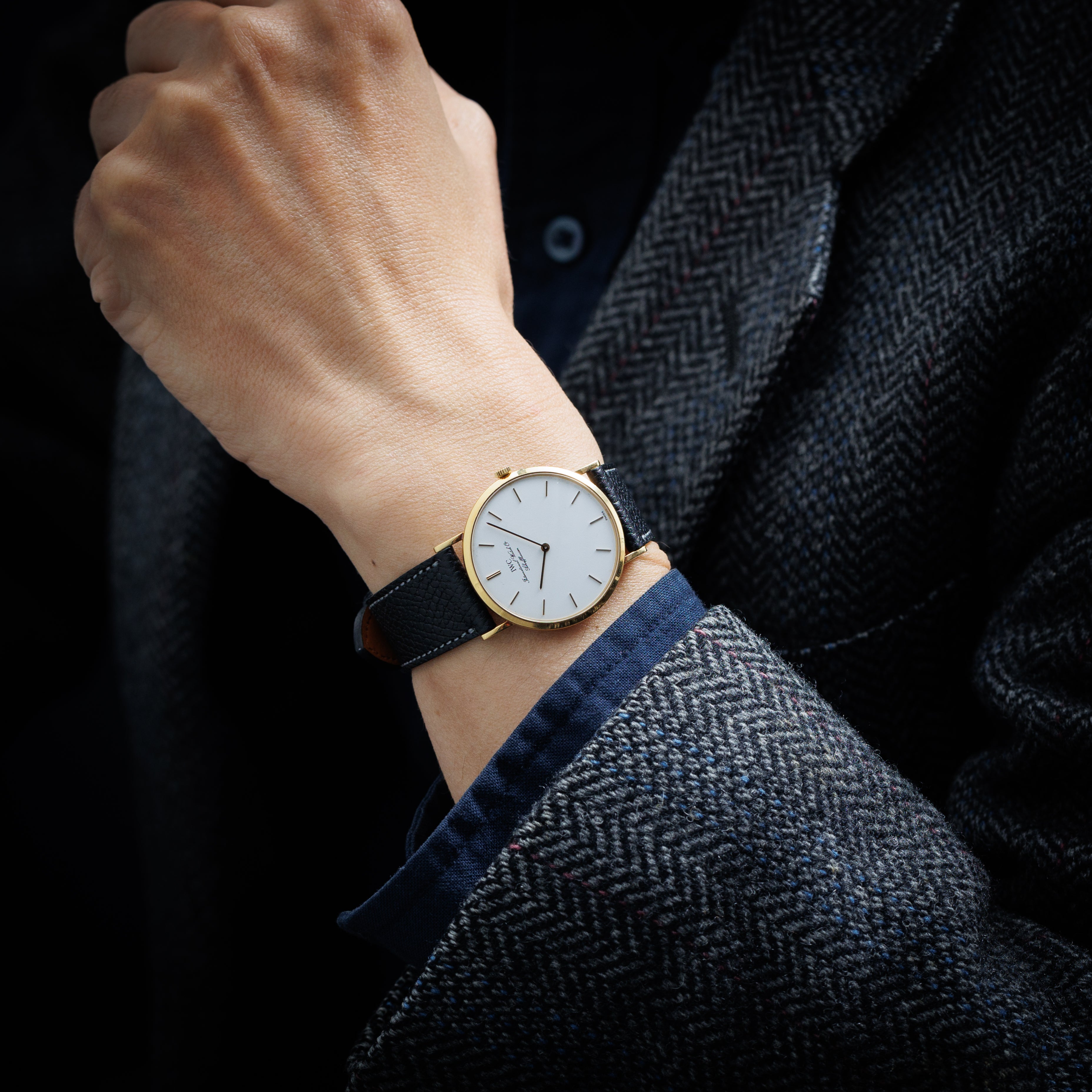 IWC 18金無垢ラウンドケース Ref.2010 1991年製 手巻き Cal.185 ホワイトダイヤル 純正尾錠