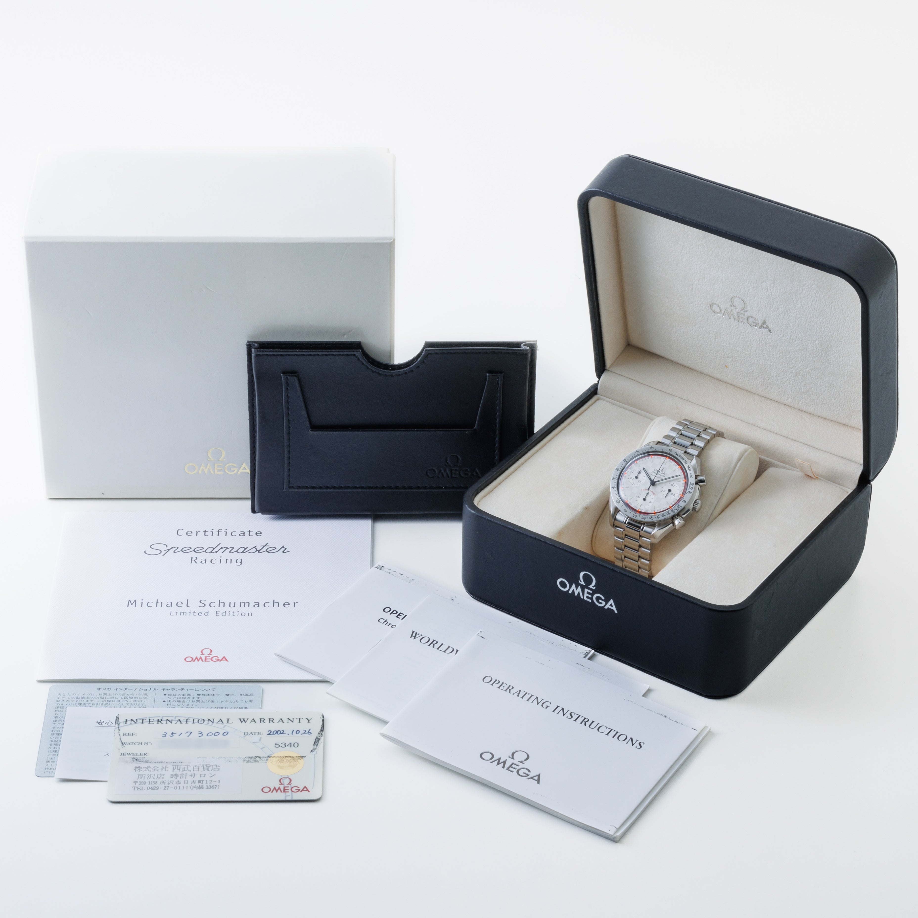 オメガ 2001年製スピードマスター レーシング シューマッハ 限定モデル 箱、ギャラ付