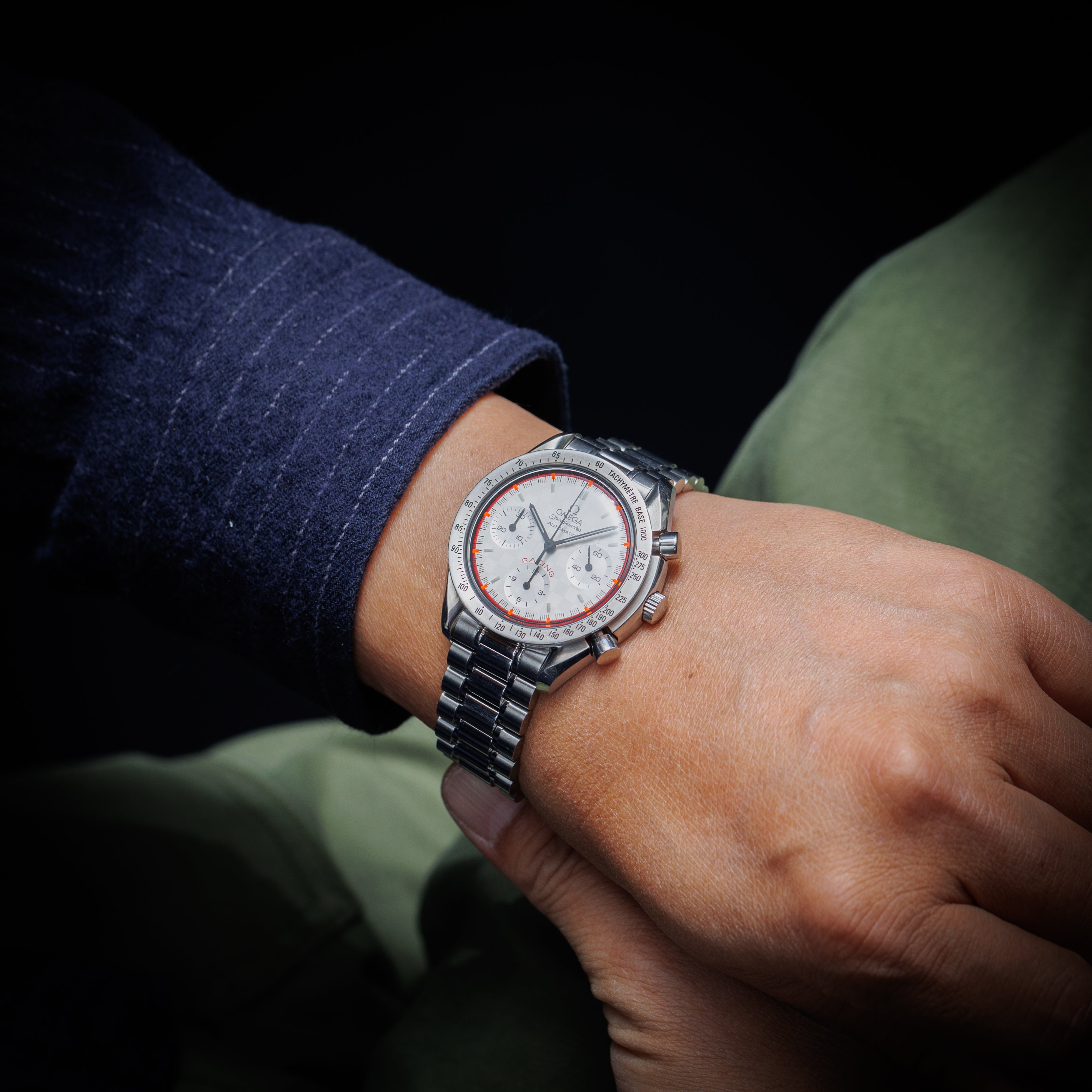 オメガ 2001年製スピードマスター レーシング シューマッハ 限定モデル 箱、ギャラ付