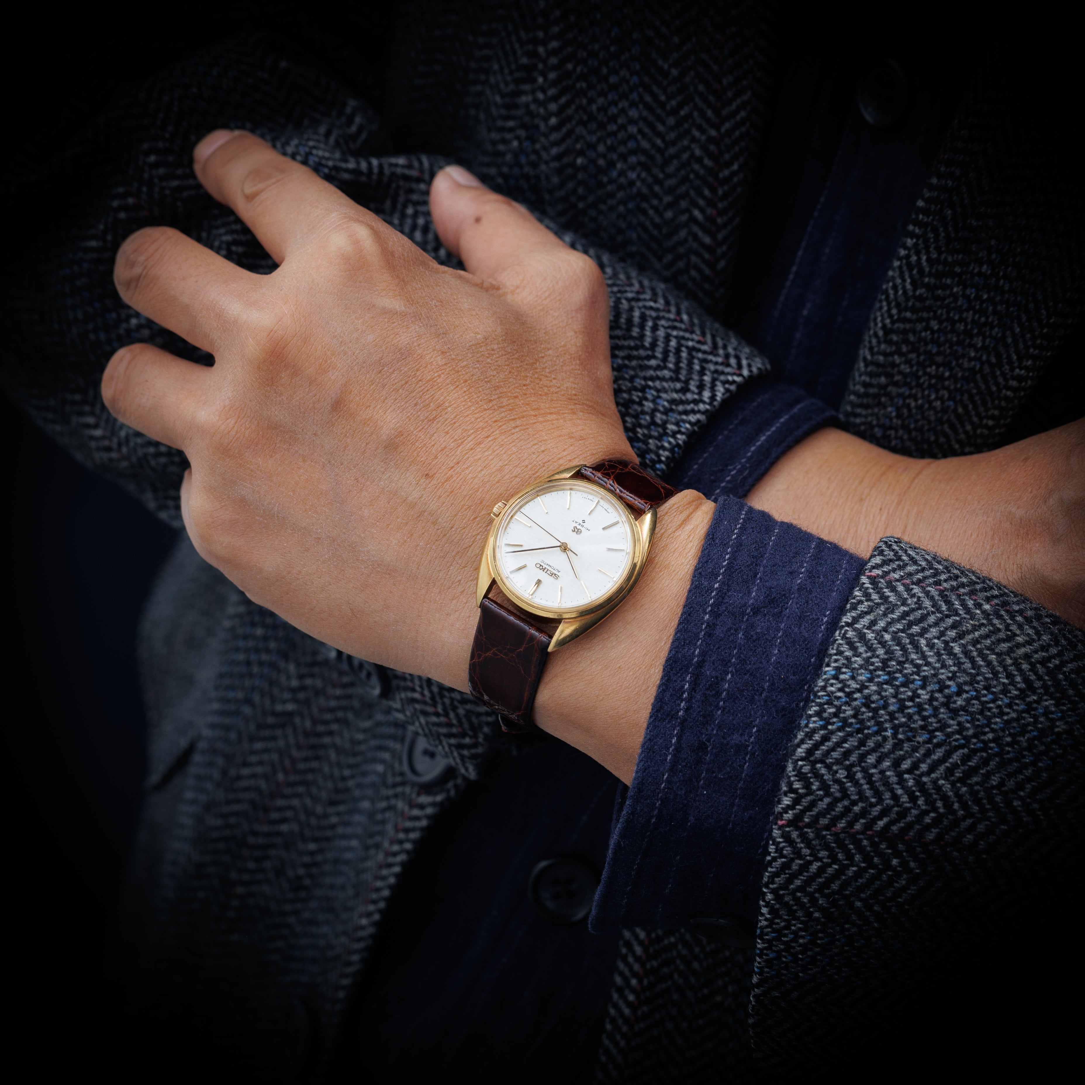 グランドセイコー18金無垢ケース 1973年製 Ref.5641-7005 ノンデイト自動巻き