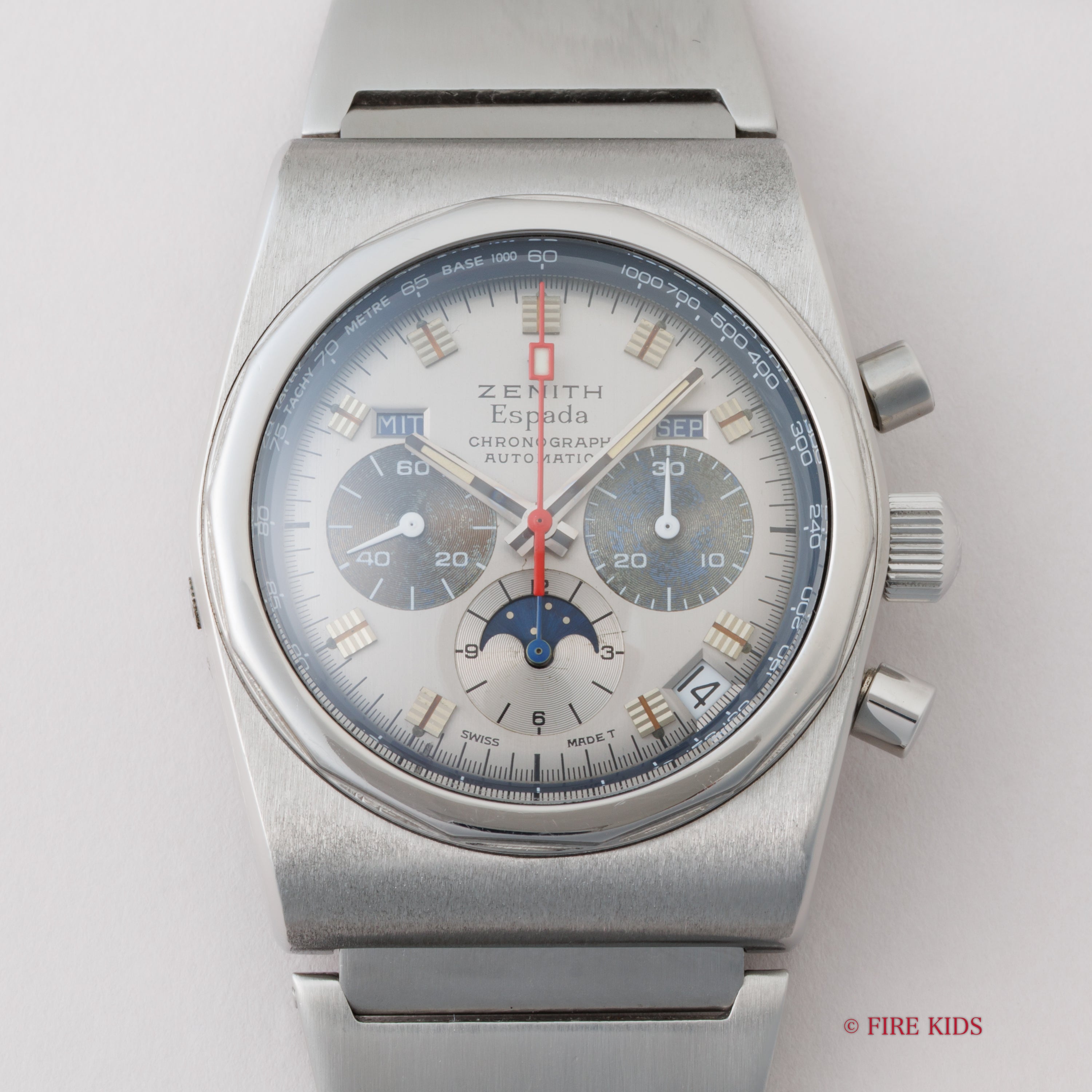 ゼニス 1970年製 エスパーダ エルプリメロ トリプルカレンダームーンフェイズ 10振動自動巻きクロノグラフ 修理明細付き