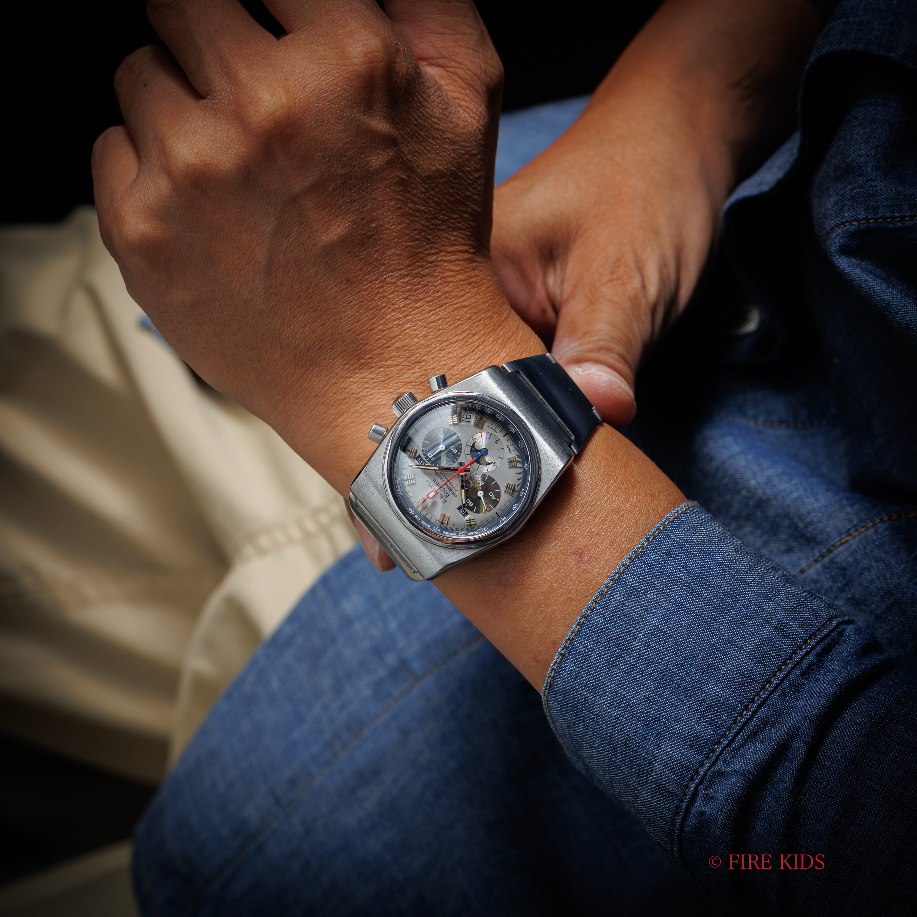 ゼニス 1970年製 エスパーダ エルプリメロ トリプルカレンダームーンフェイズ 10振動自動巻きクロノグラフ 修理明細付き