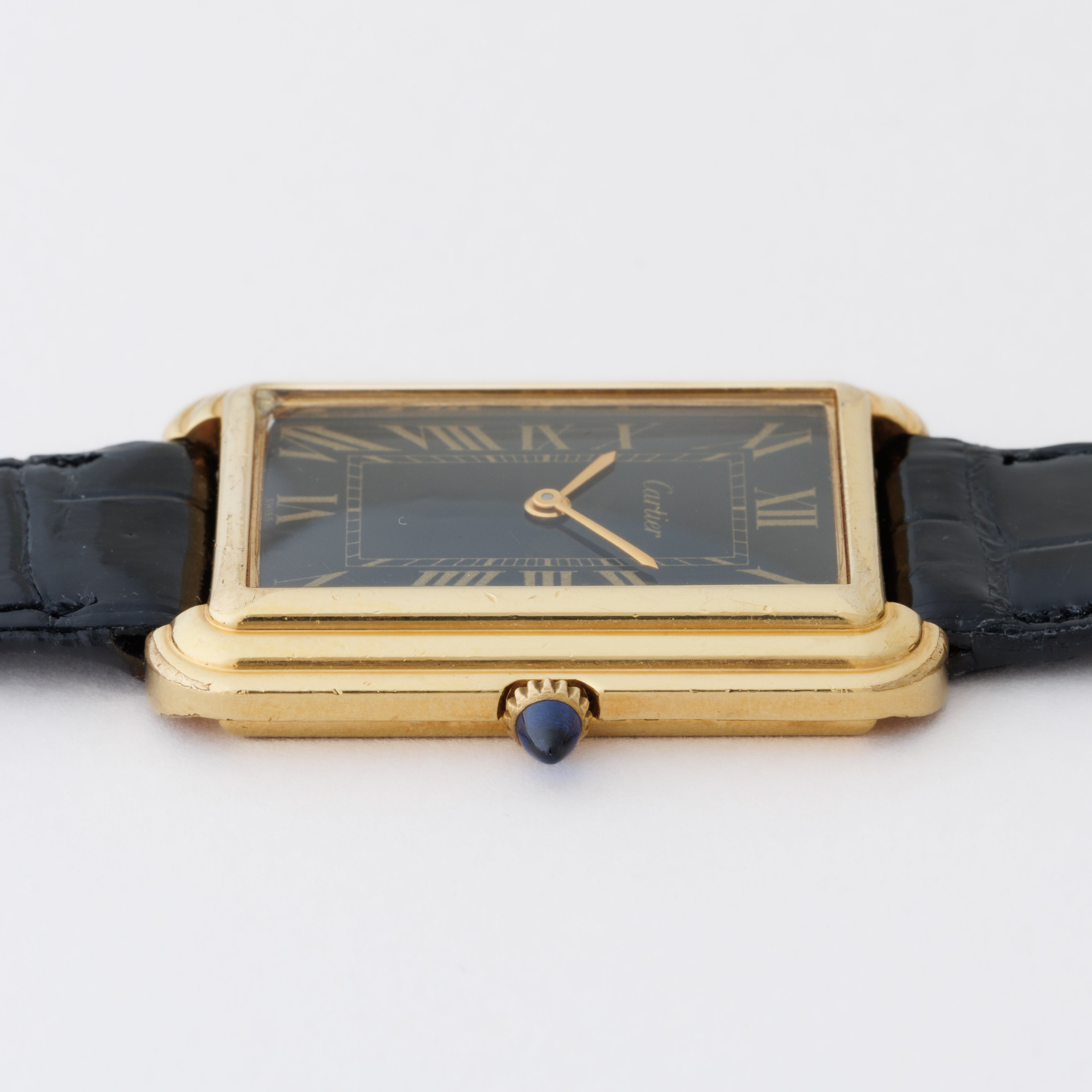 カルティエ ステップドタンク NYCモデル 1970年代製 Ref.15716 ブラックローマン 純正尾錠付き