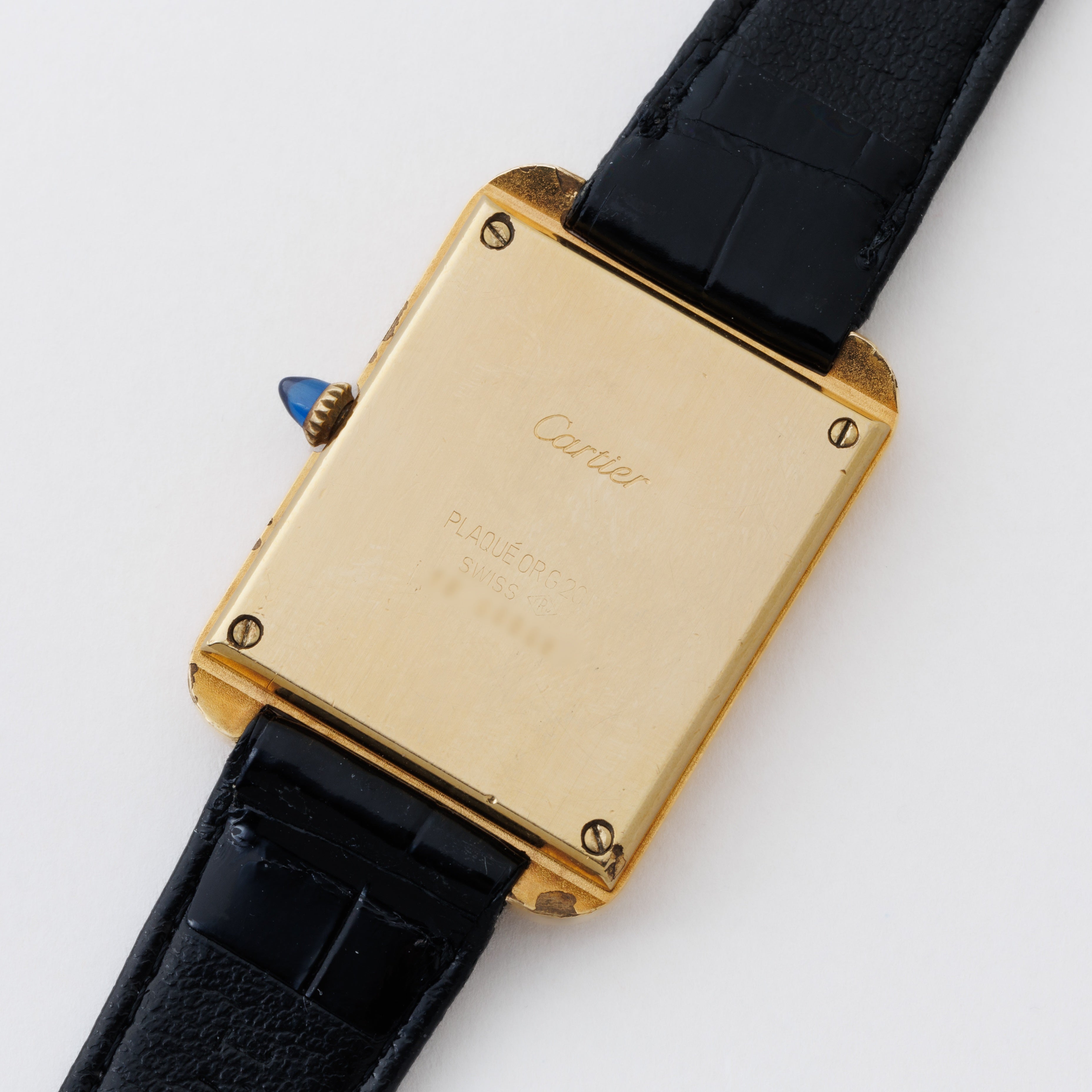 カルティエ ステップドタンク NYCモデル 1970年代製 Ref.15716 ブラックローマン 純正尾錠付き