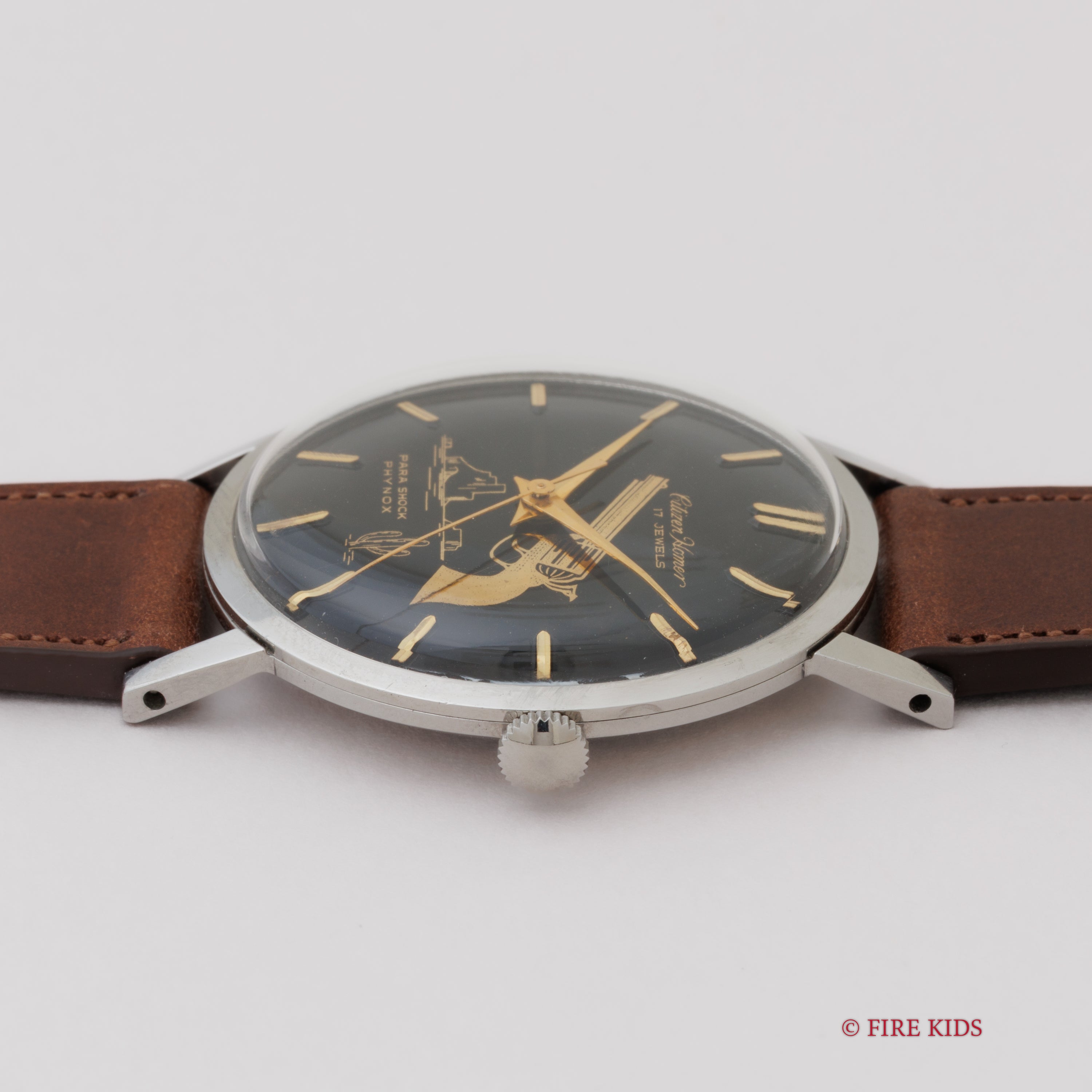 シチズン 1962年製 ホーマー ブラックダイヤル ピストル サボテン 手巻き 美品