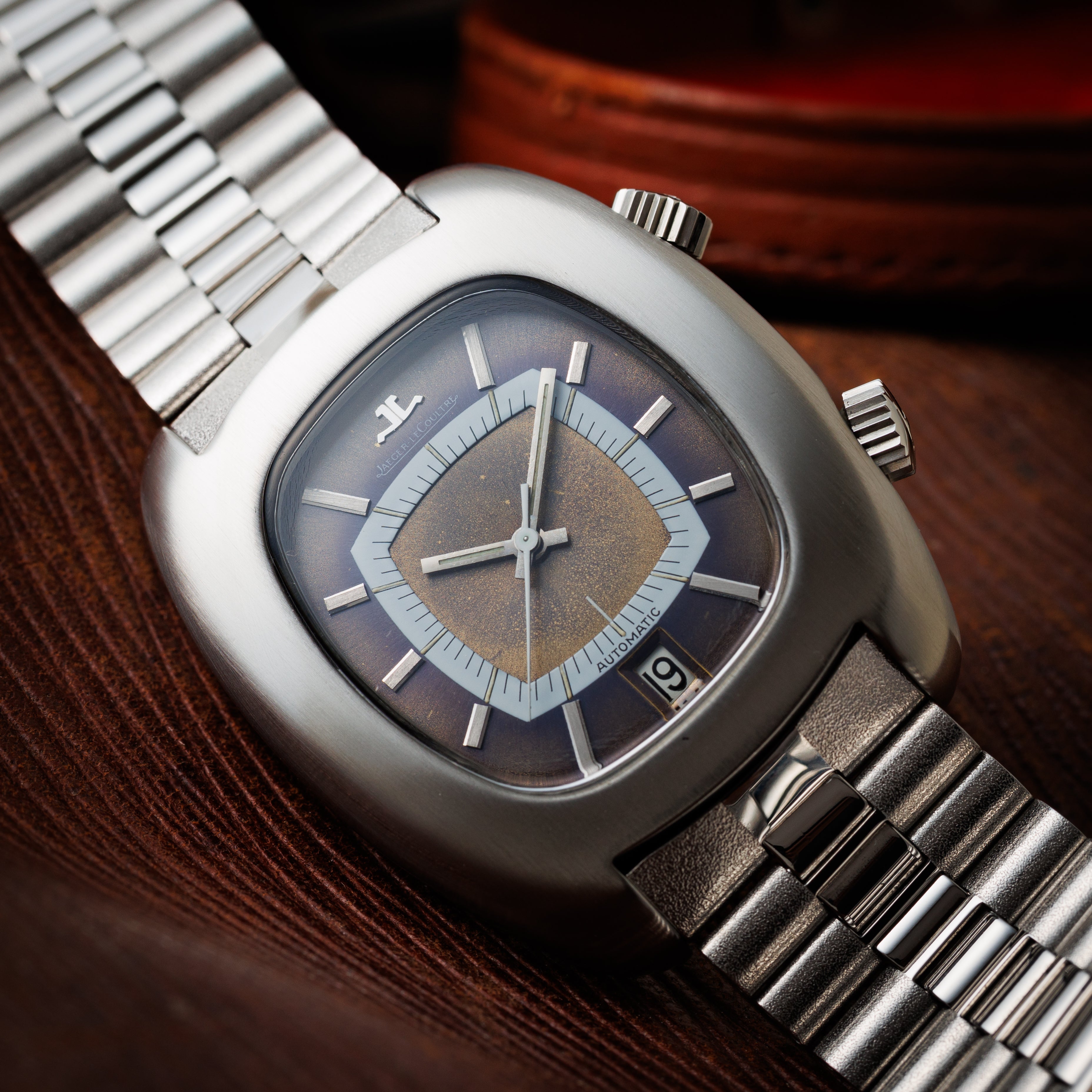 ジャガー・ルクルトメモボックス 1970年代製 自動巻 メーカー修理明細付き 純正ブレス