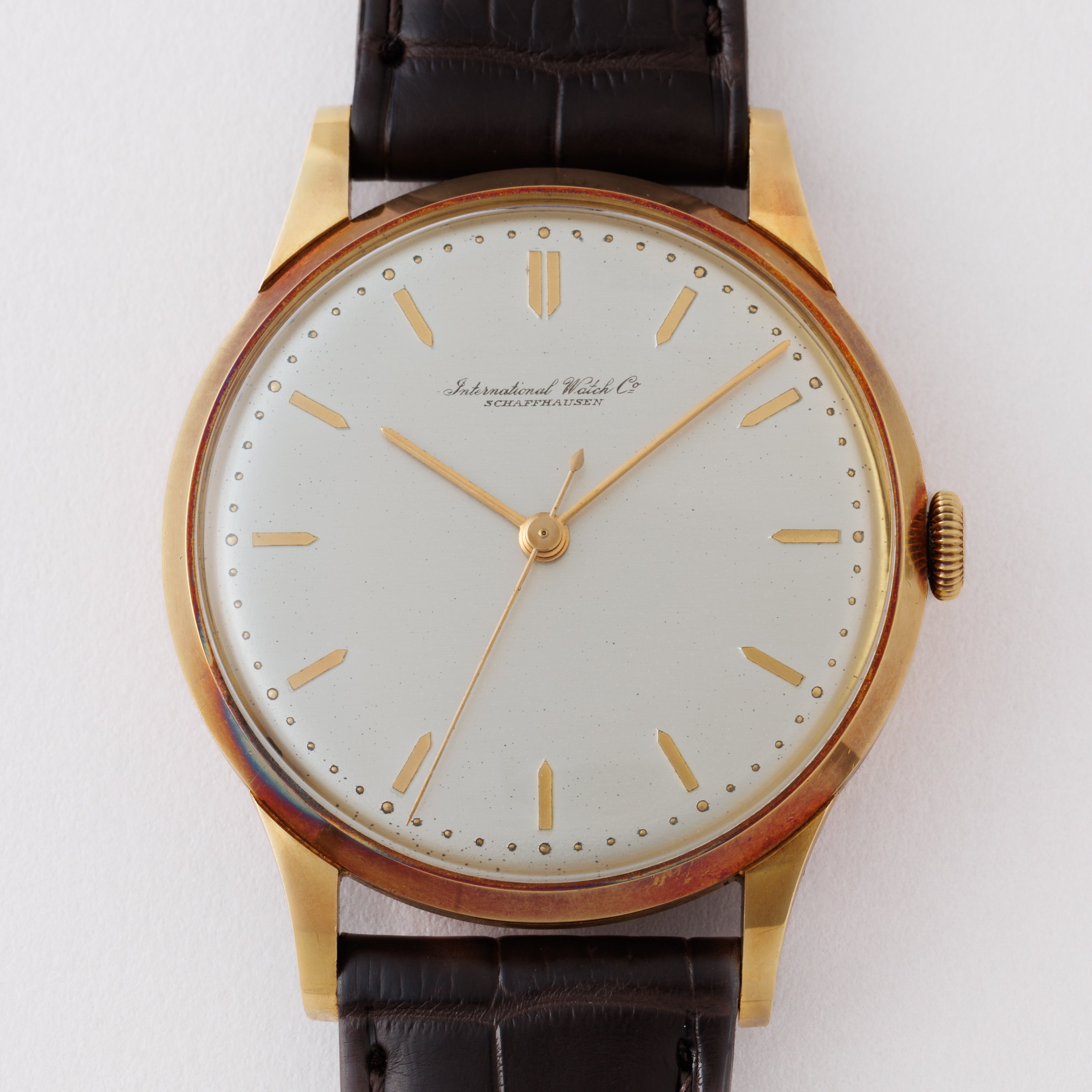 IWC ラウンドケース 1948年製 18金イエローゴールド 手巻き Cal.89 裏スケルトン加工 オリジナル裏蓋付き