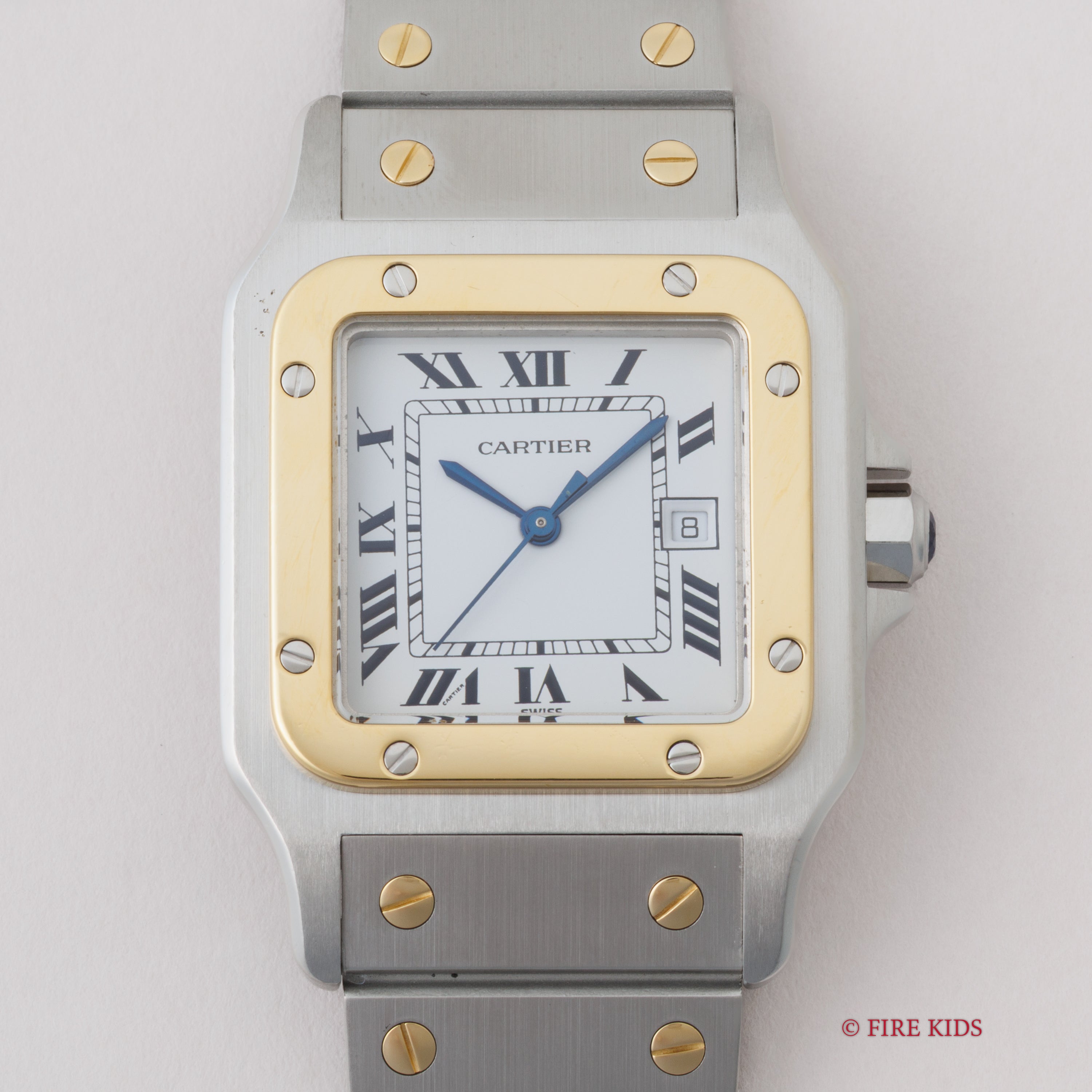 カルティエ サントス LMサイズ コンビ 自動巻き 1980年代製 ホワイトローマン