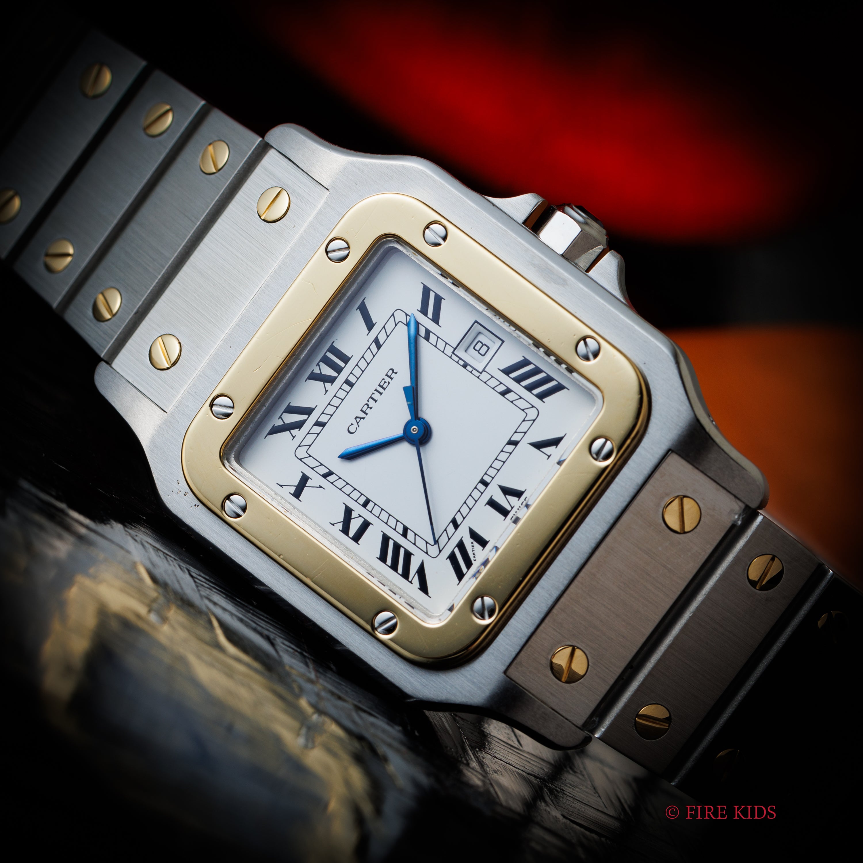 カルティエ サントス LMサイズ コンビ 自動巻き 1980年代製 ホワイトローマン