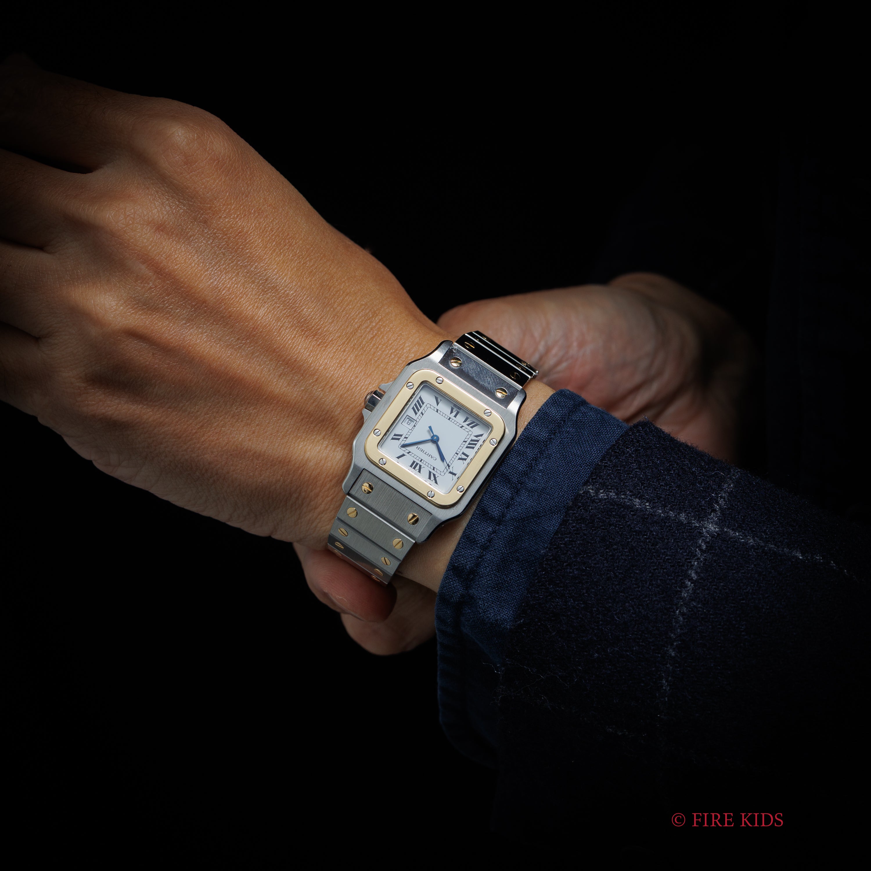 カルティエ サントス LMサイズ コンビ 自動巻き 1980年代製 ホワイトローマン