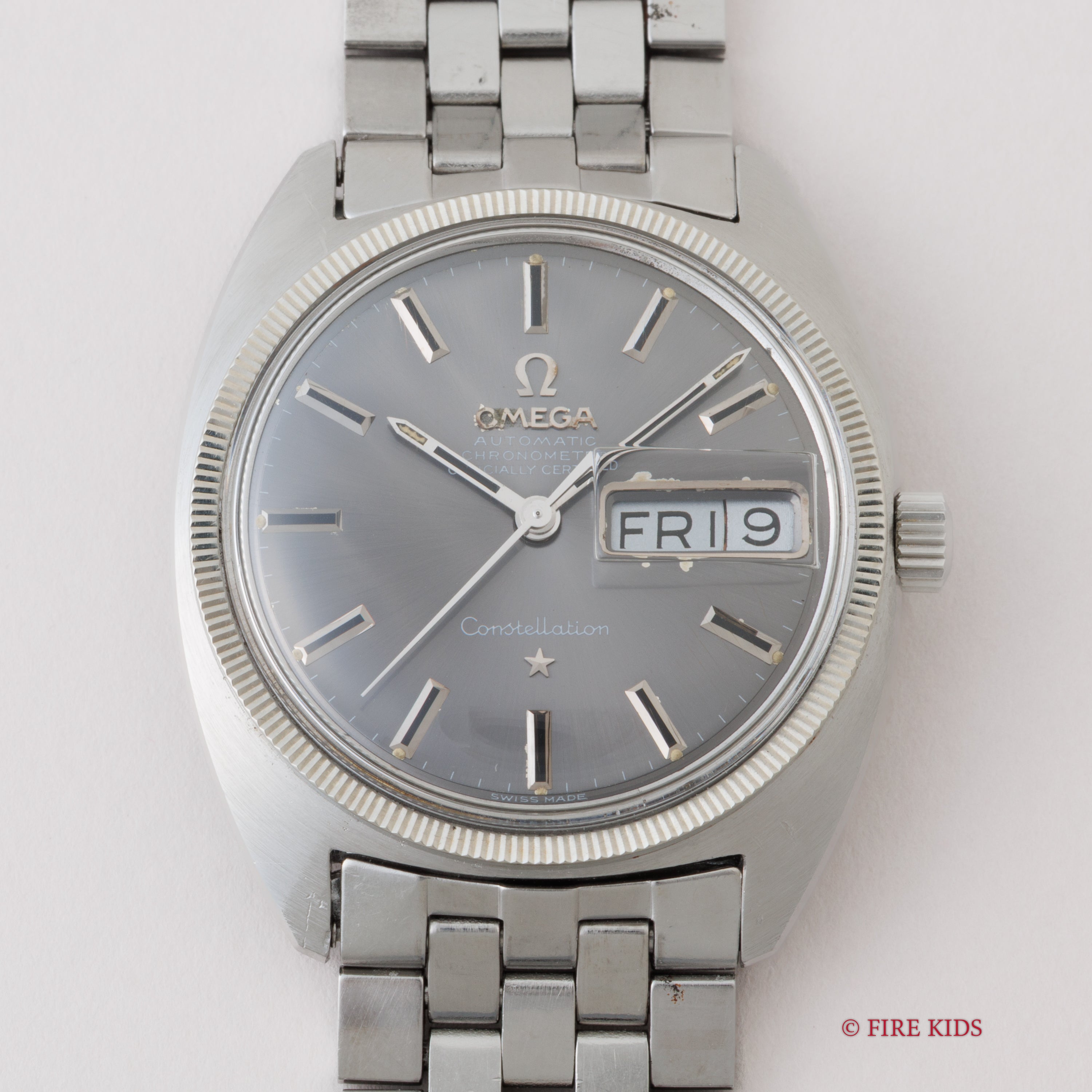 オメガ コンステレーション ジェンタ前期型 1970年製 グレーダイヤル 純正ブレス WGコインエッジベゼル