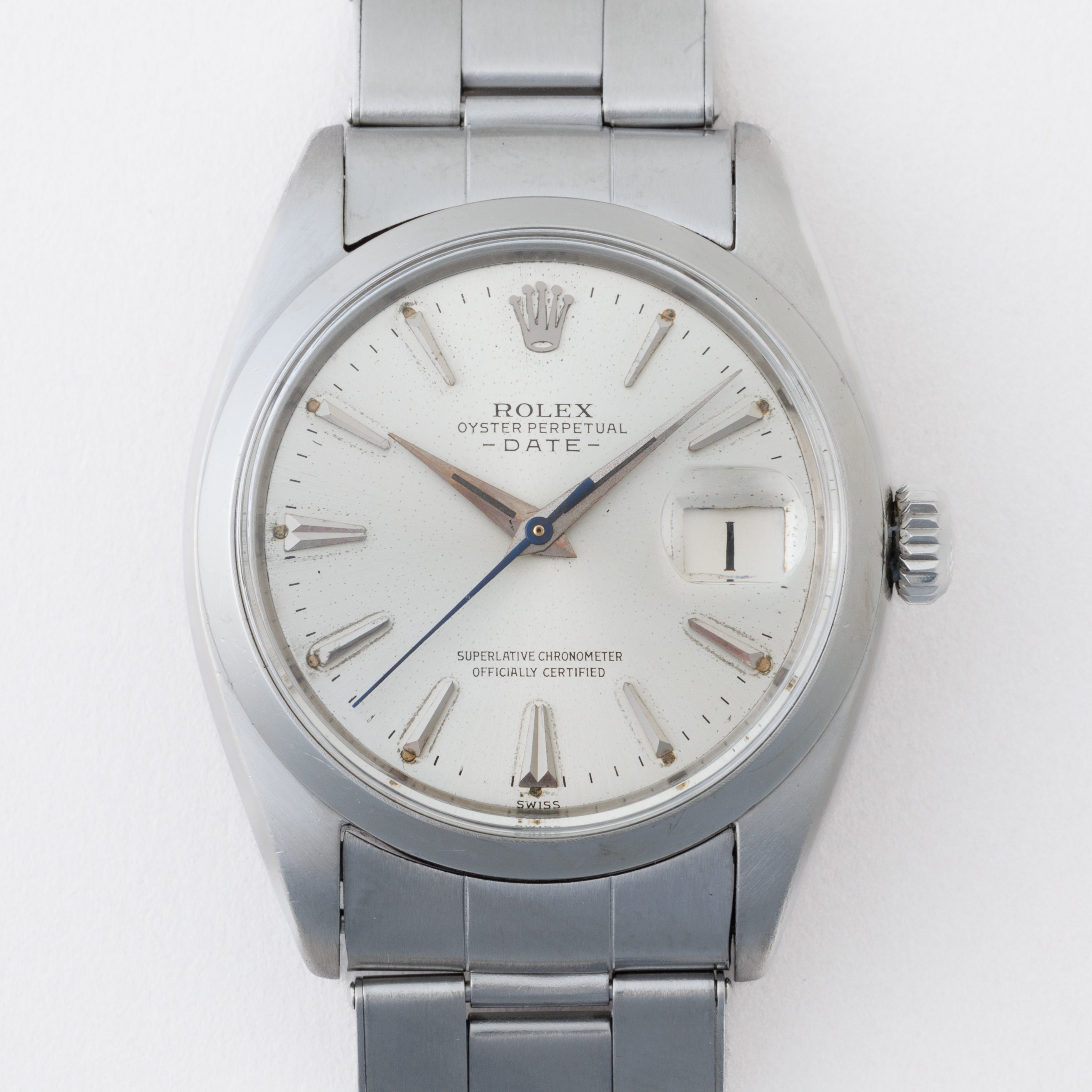 ロレックス 1961年製 オイスターパーペチュアルデイト Ref.1500 ドーフィンハンド 純正リベットブレス