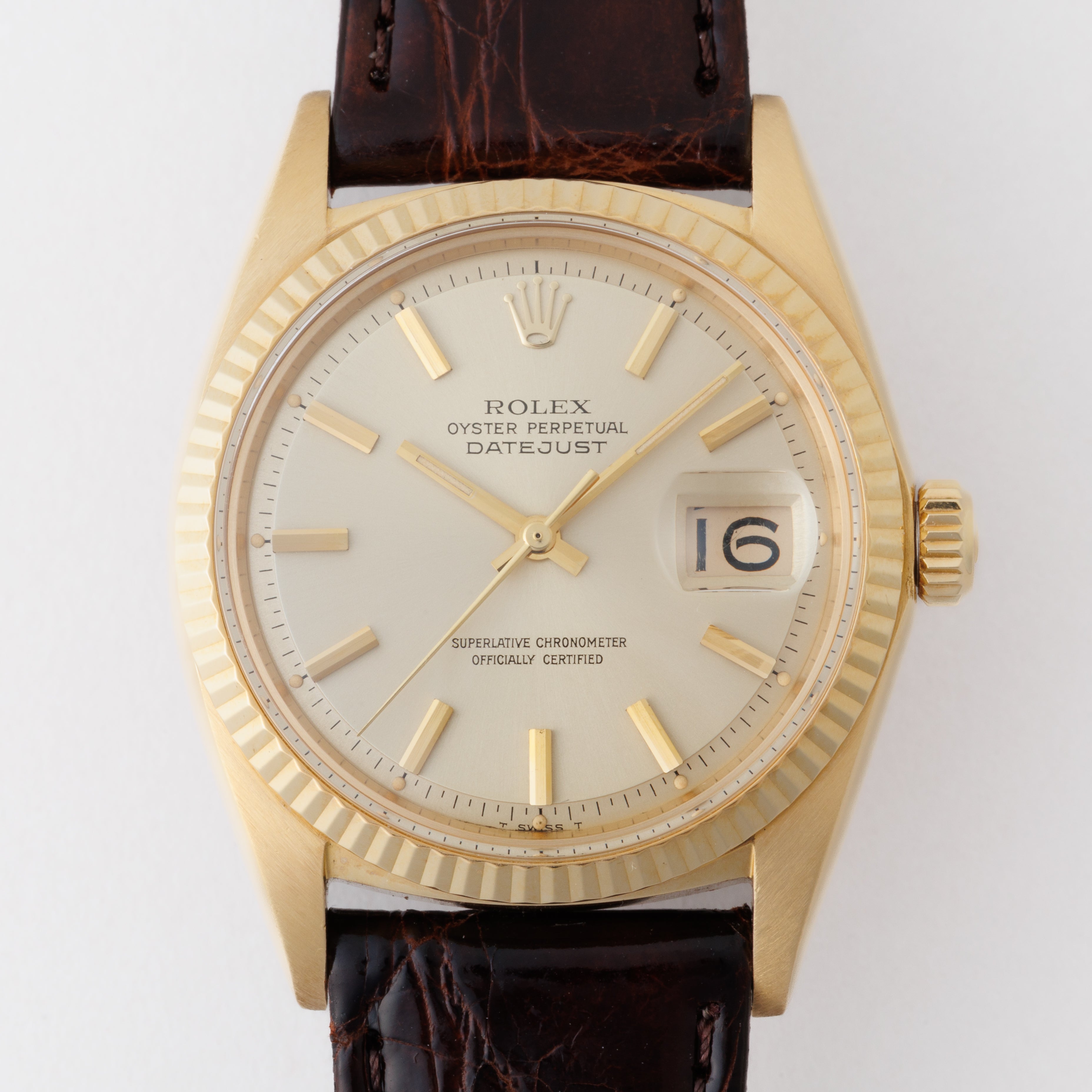 ロレックス デイトジャスト 18金無垢イエローゴールドケース シャンパンダイヤル 1969年製 Ref.1601 Cal.1570
