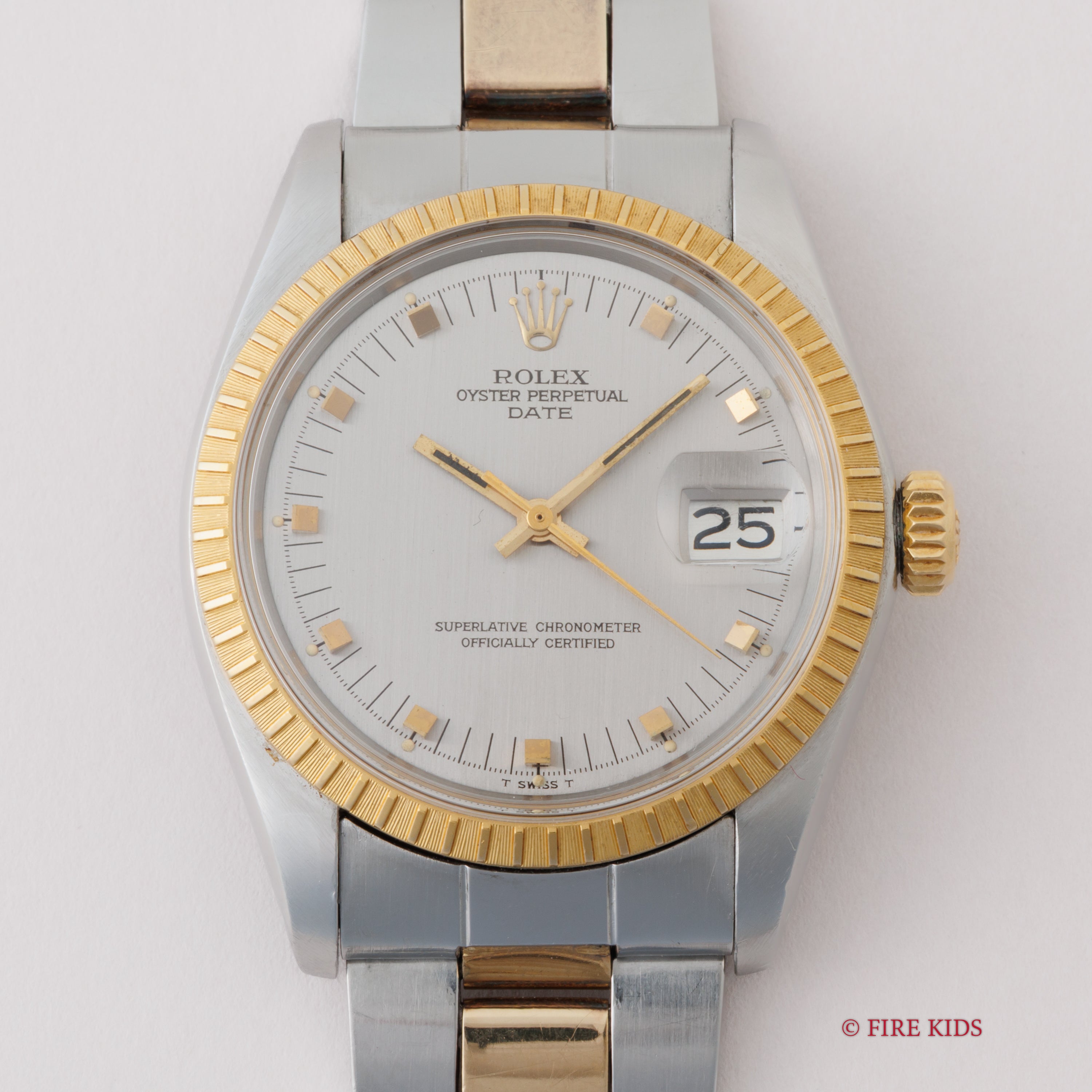 ロレックス 1974年製 オイスターパーペチュアルデイト コンビRef.1505 ショートインデックス 純正ブレス