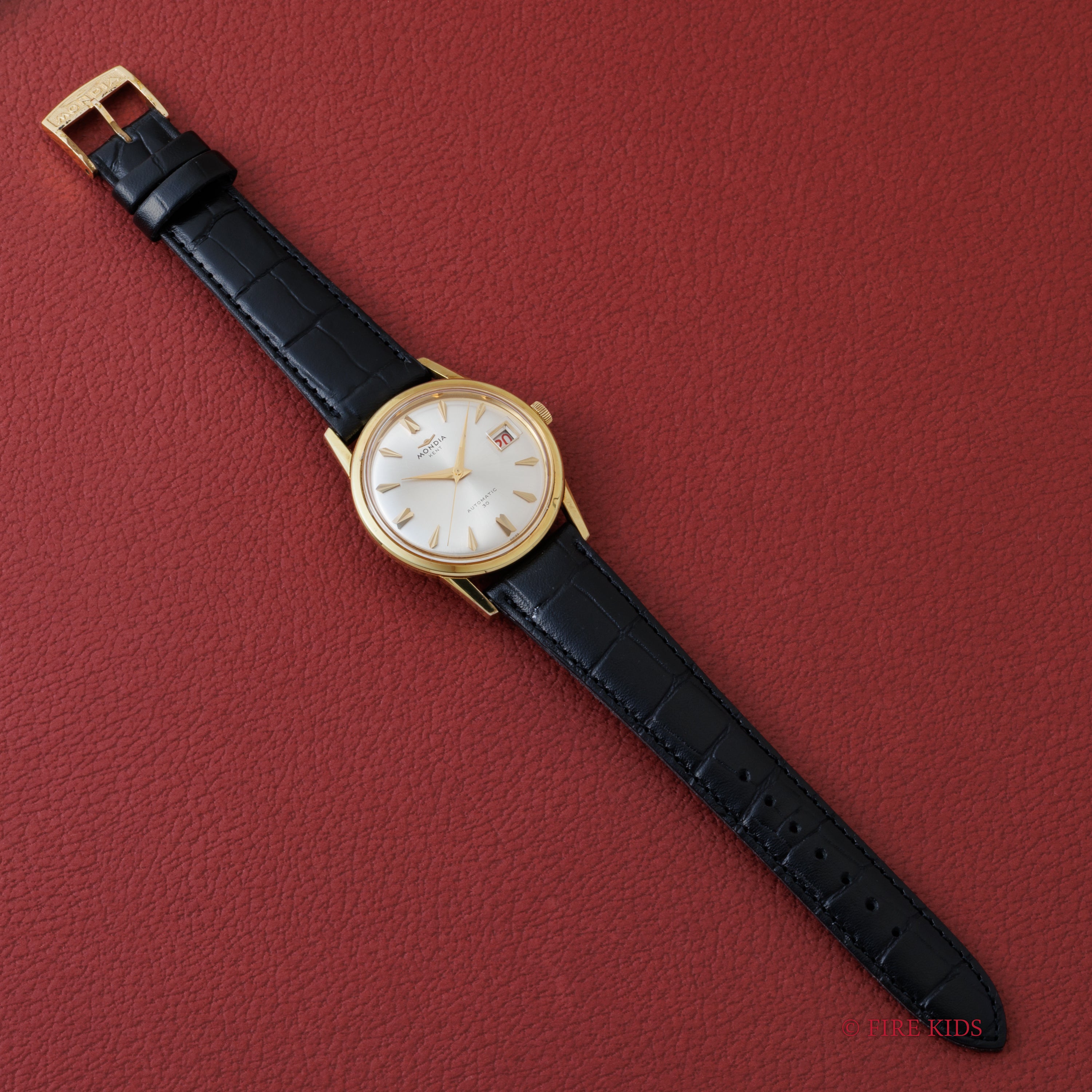 モンディア ケント 1960年代製 赤カレンダー30石自動巻 純正尾錠付美品