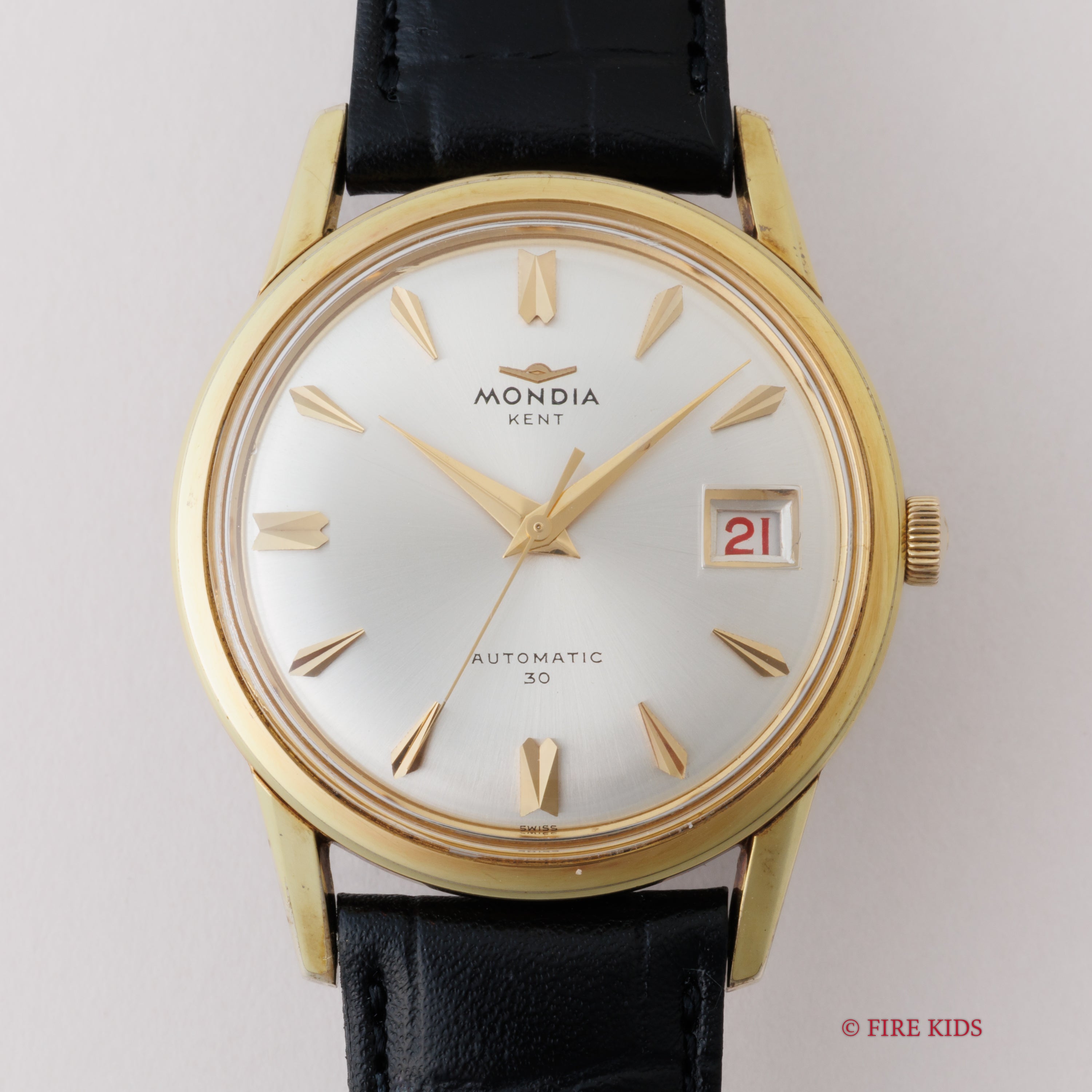 モンディア ケント 1960年代製 赤カレンダー30石自動巻 純正尾錠付美品