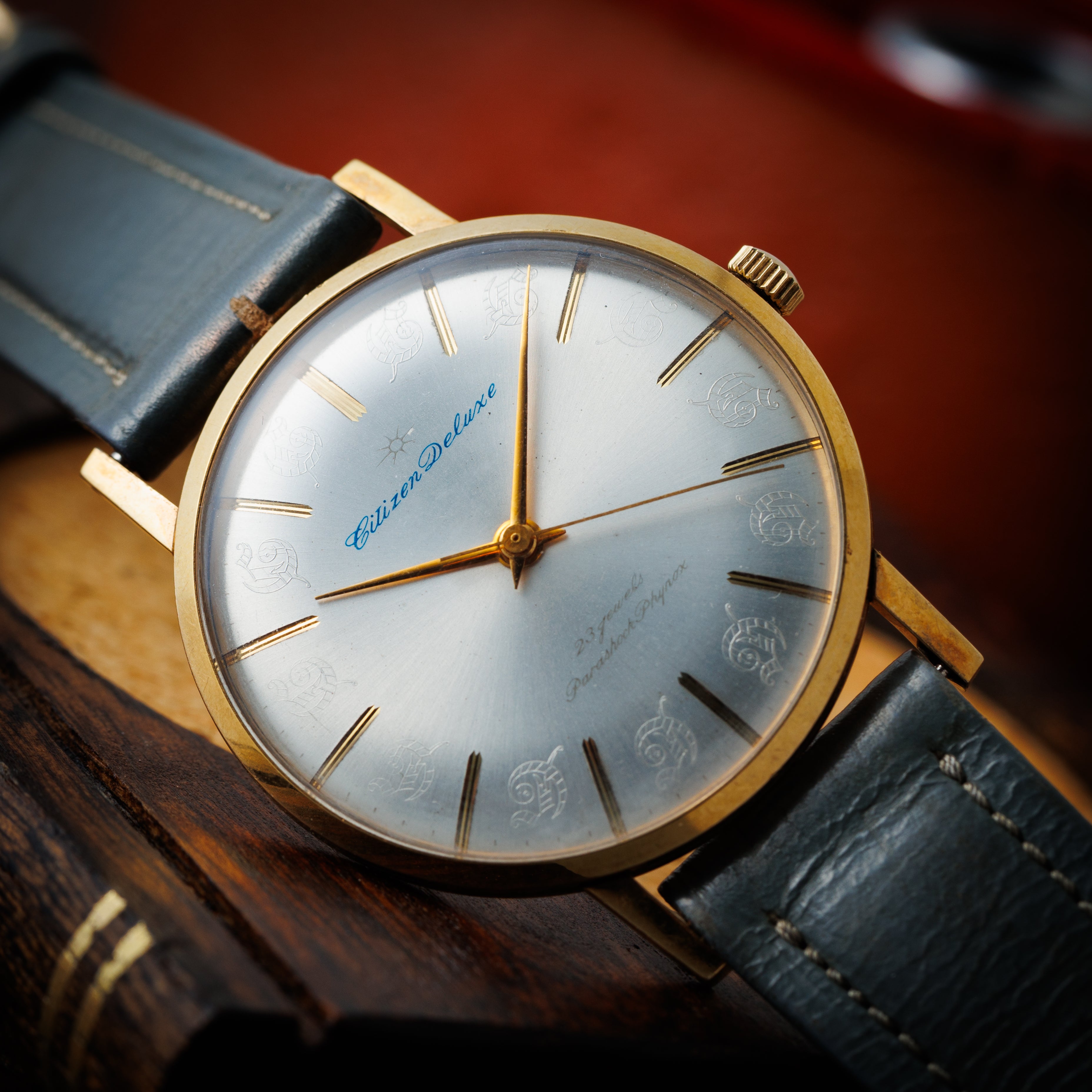 シチズン 1961年製 デラックス 箱付き 花文字 手巻き 23石