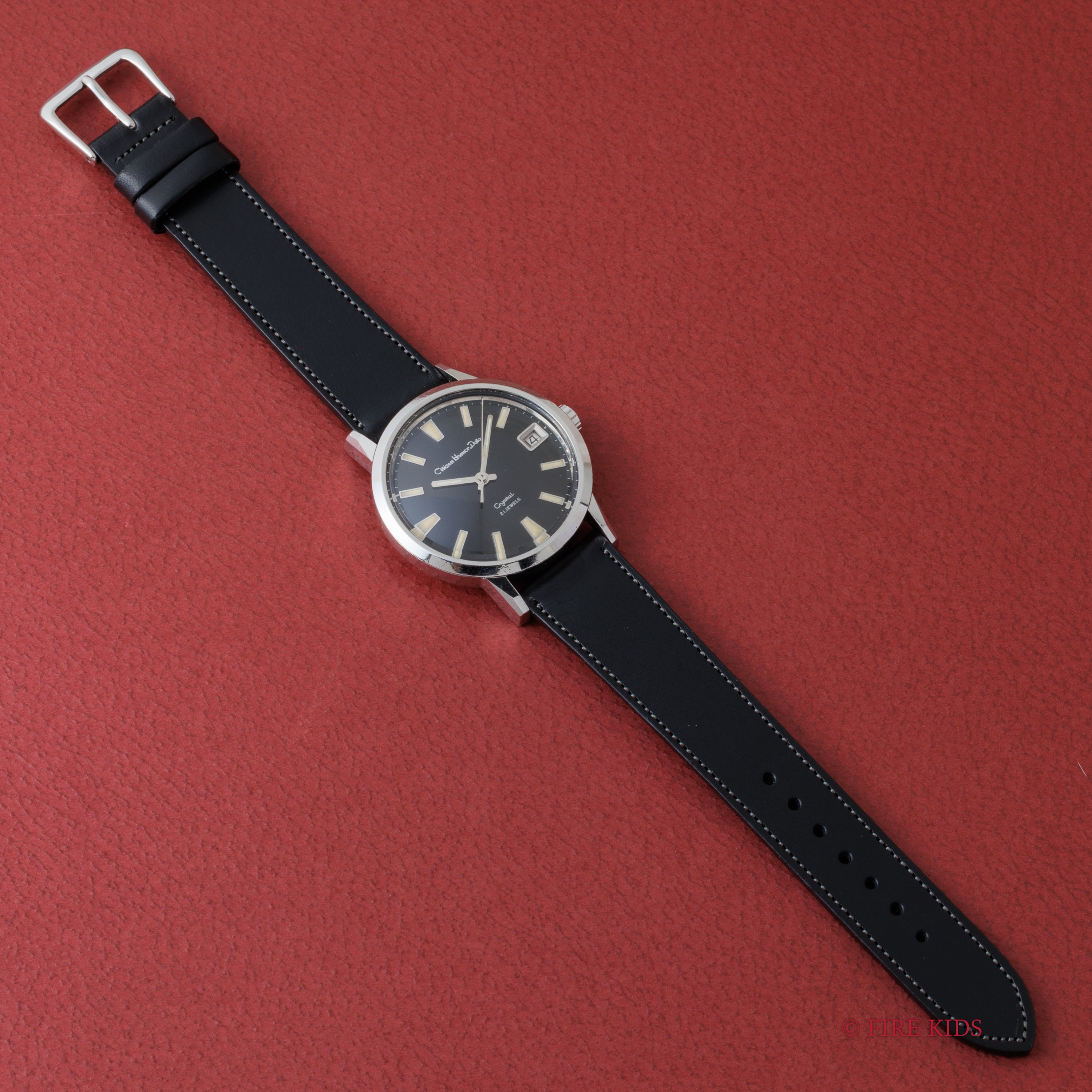 シチズン ホーマーデイト 1967年製 クリスタル ブラックダイヤル 手巻