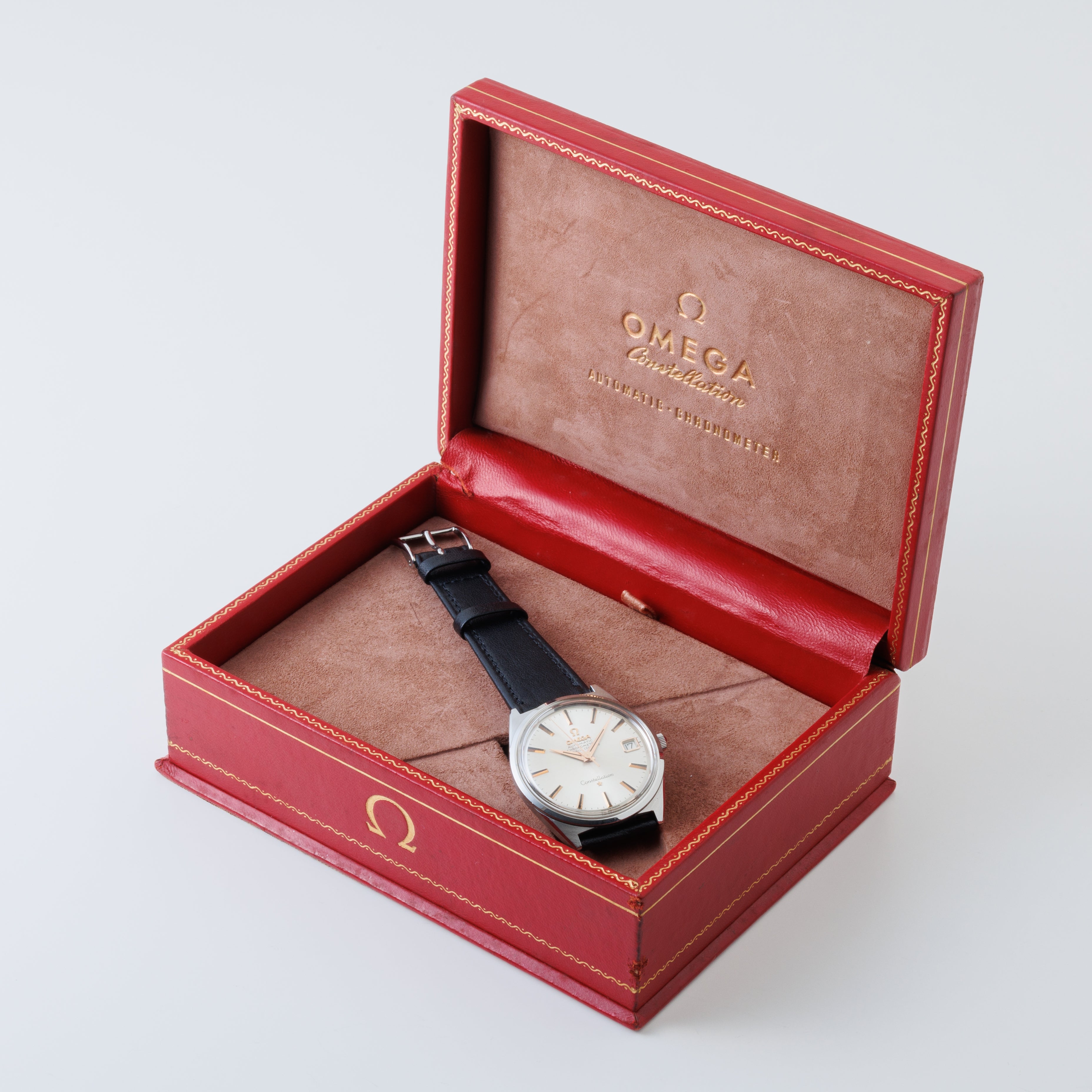 オメガ コンステレーション 1969年製 Ref.168.0015トノーケース 純正革ベルト、箱付き