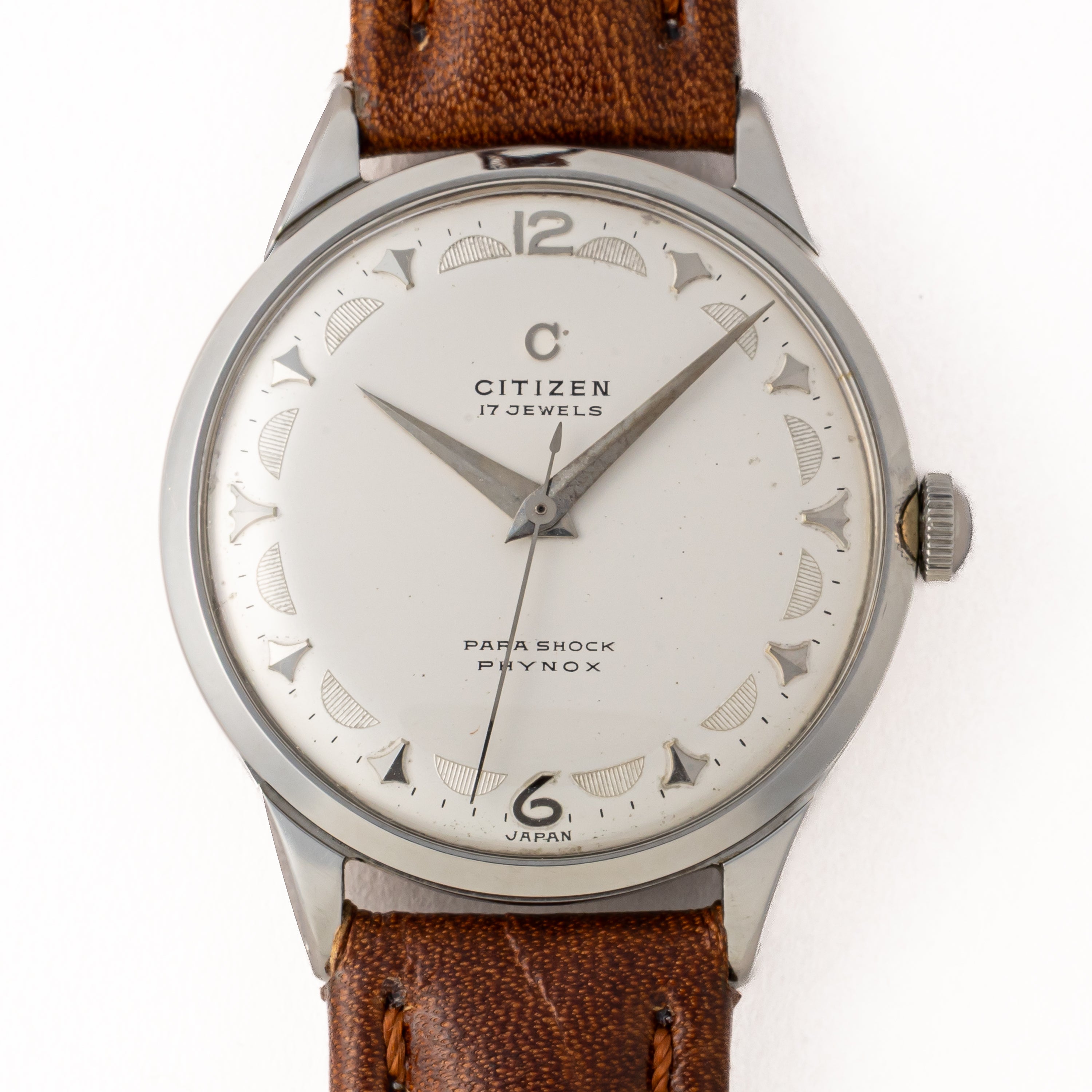 シチズン ラウンドケース パラショック 中三針 変わり文字盤 1955年製 手巻き