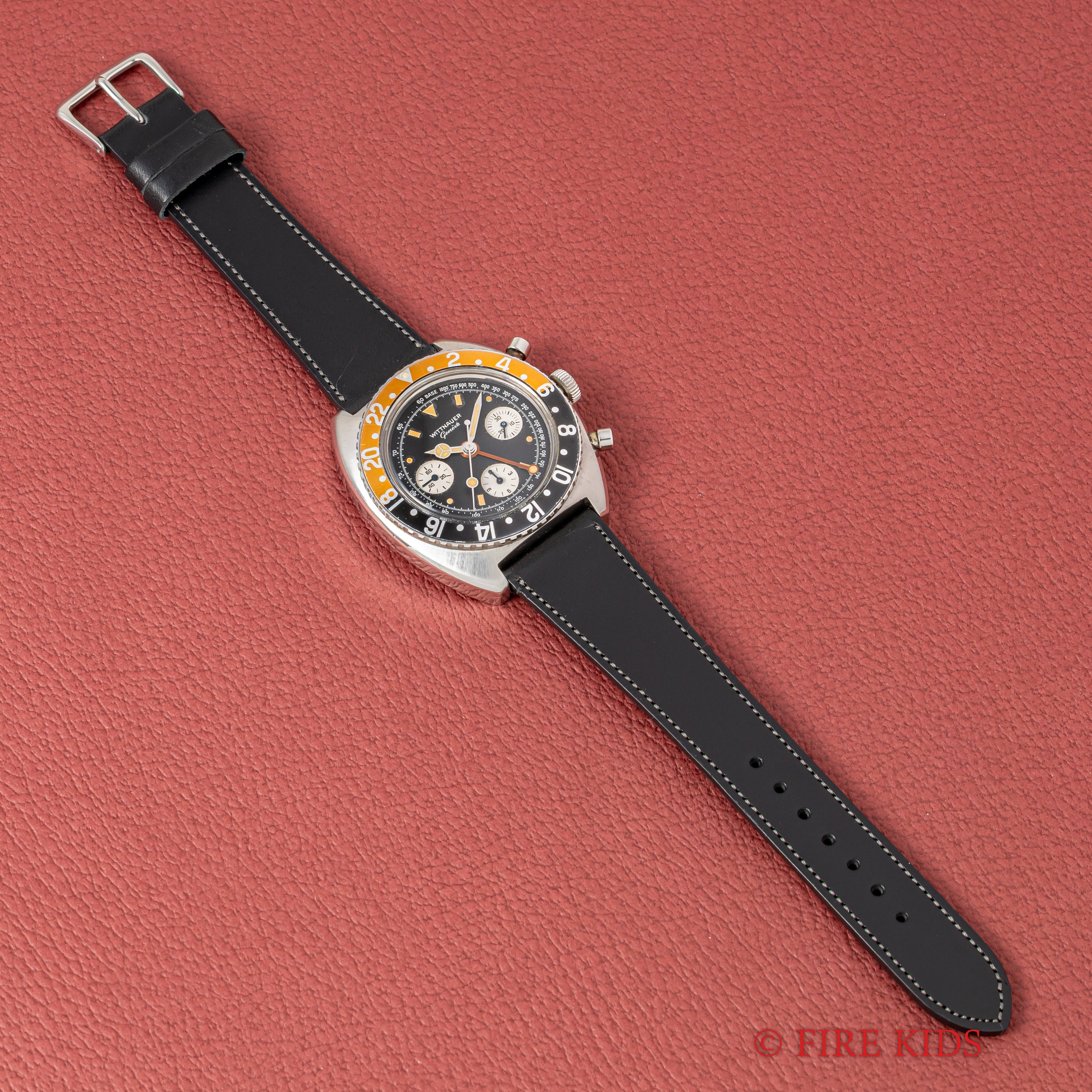 ウィットナー バルジュー724搭載GMTクロノグラフ 1960年代製 手巻 Cal.724 コークベゼル