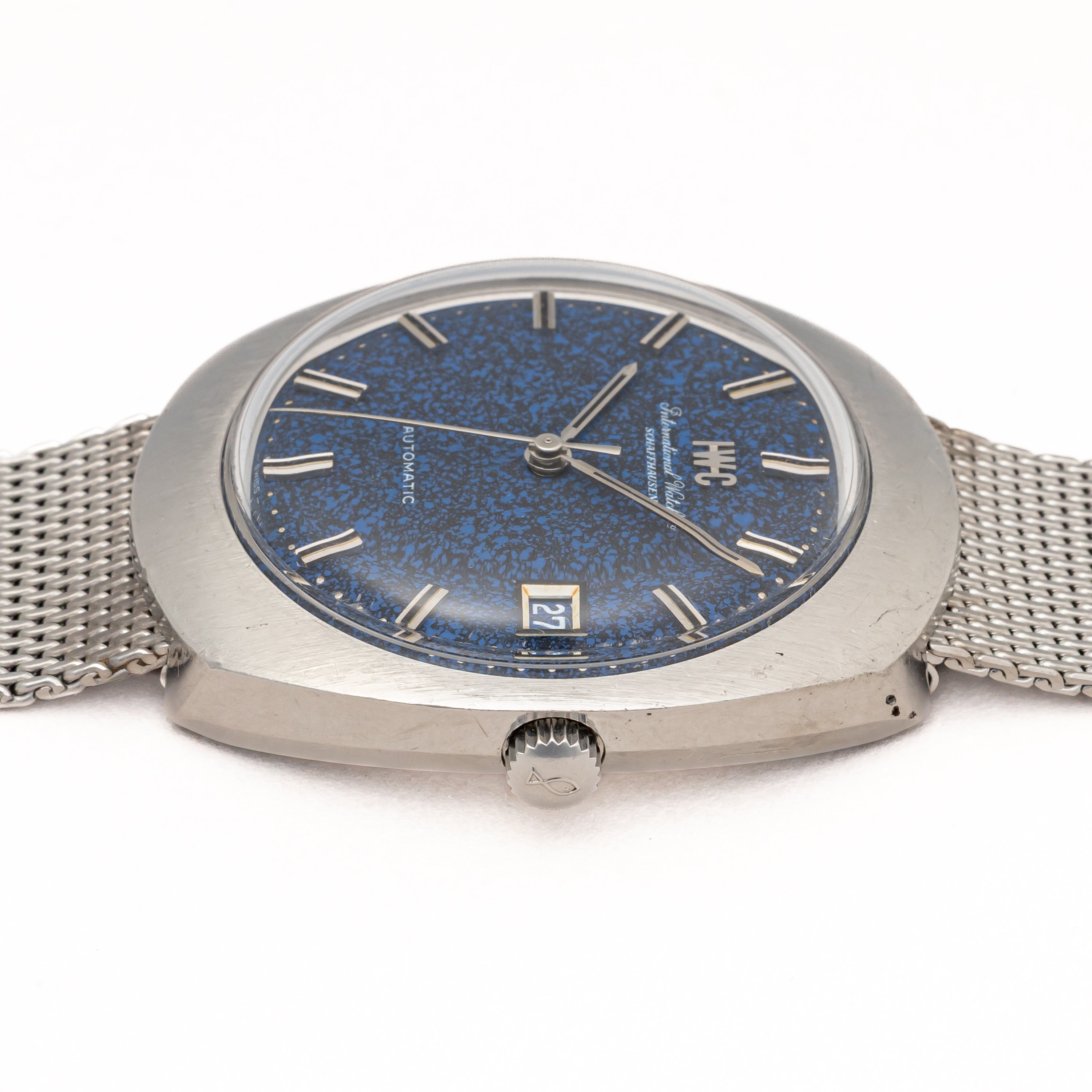 IWC ブルーマーブルダイヤル 1974年製 トノーケース 純正メッシュブレス ギャラ付