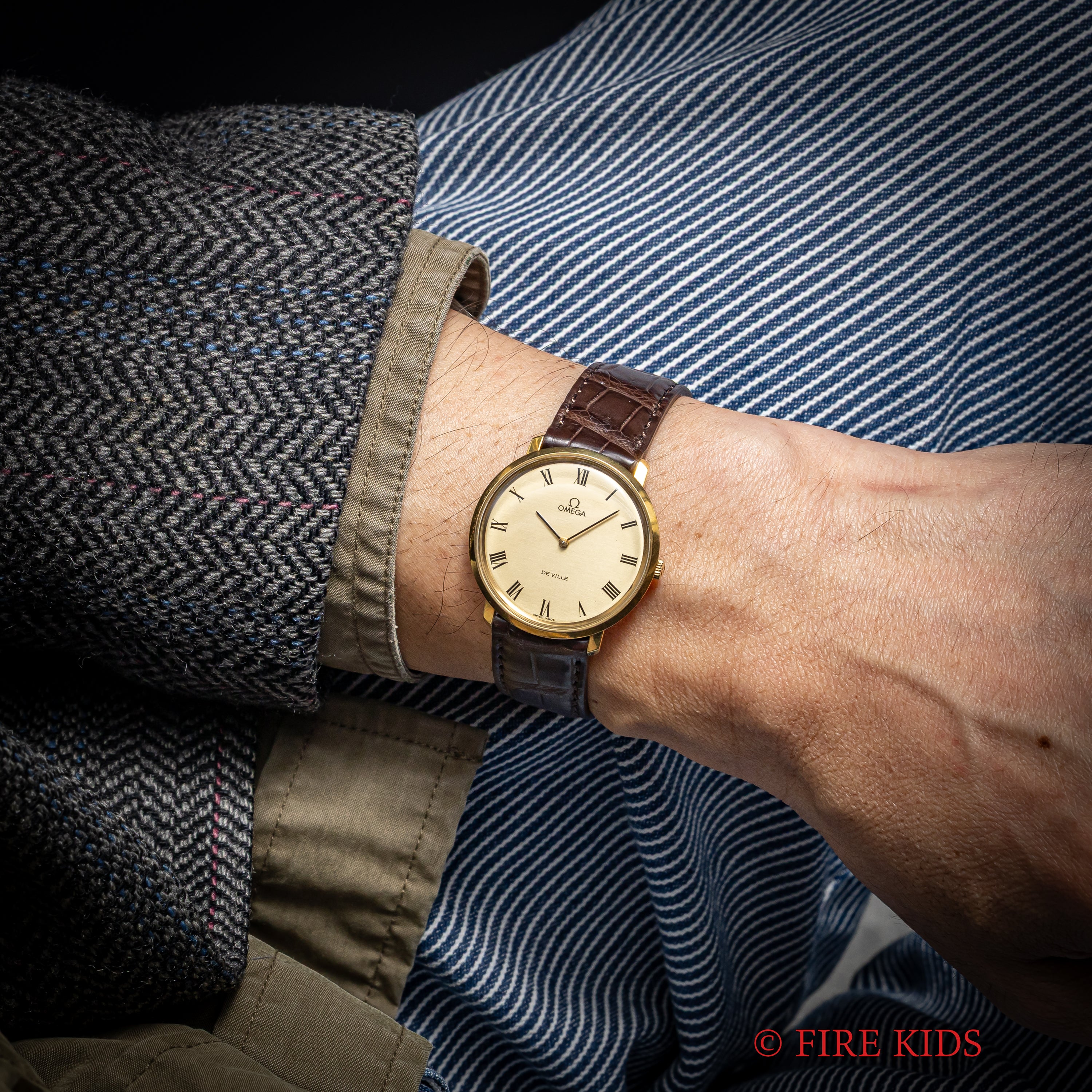 オメガ デ・ヴィル ローマンダイヤル 金張りラウンドケース 1969年製 Ref.111.077