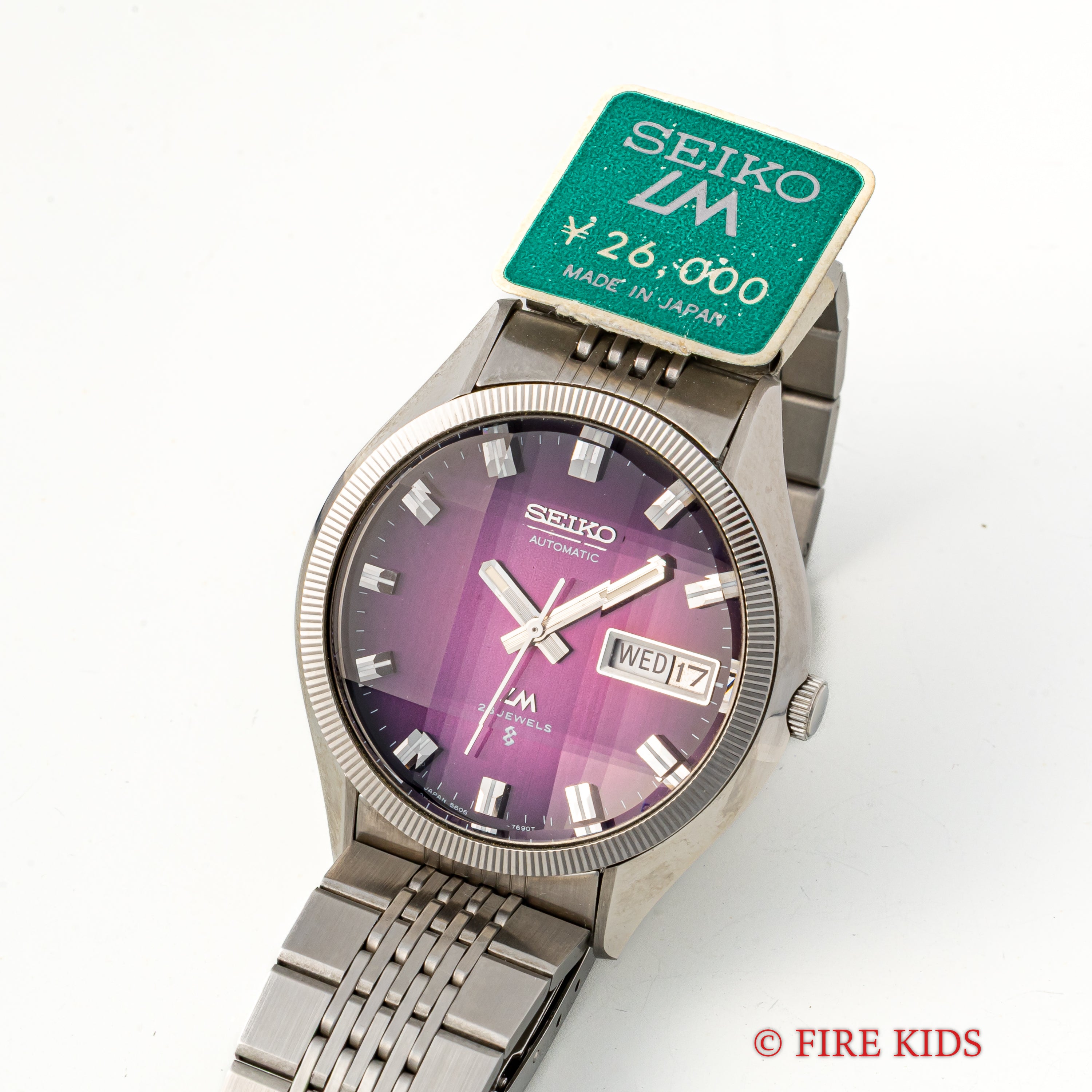 セイコー ロードマチック Ref.5606-7330 1974年製 カットガラス パープルダイヤル 純正ブレス タグ付き