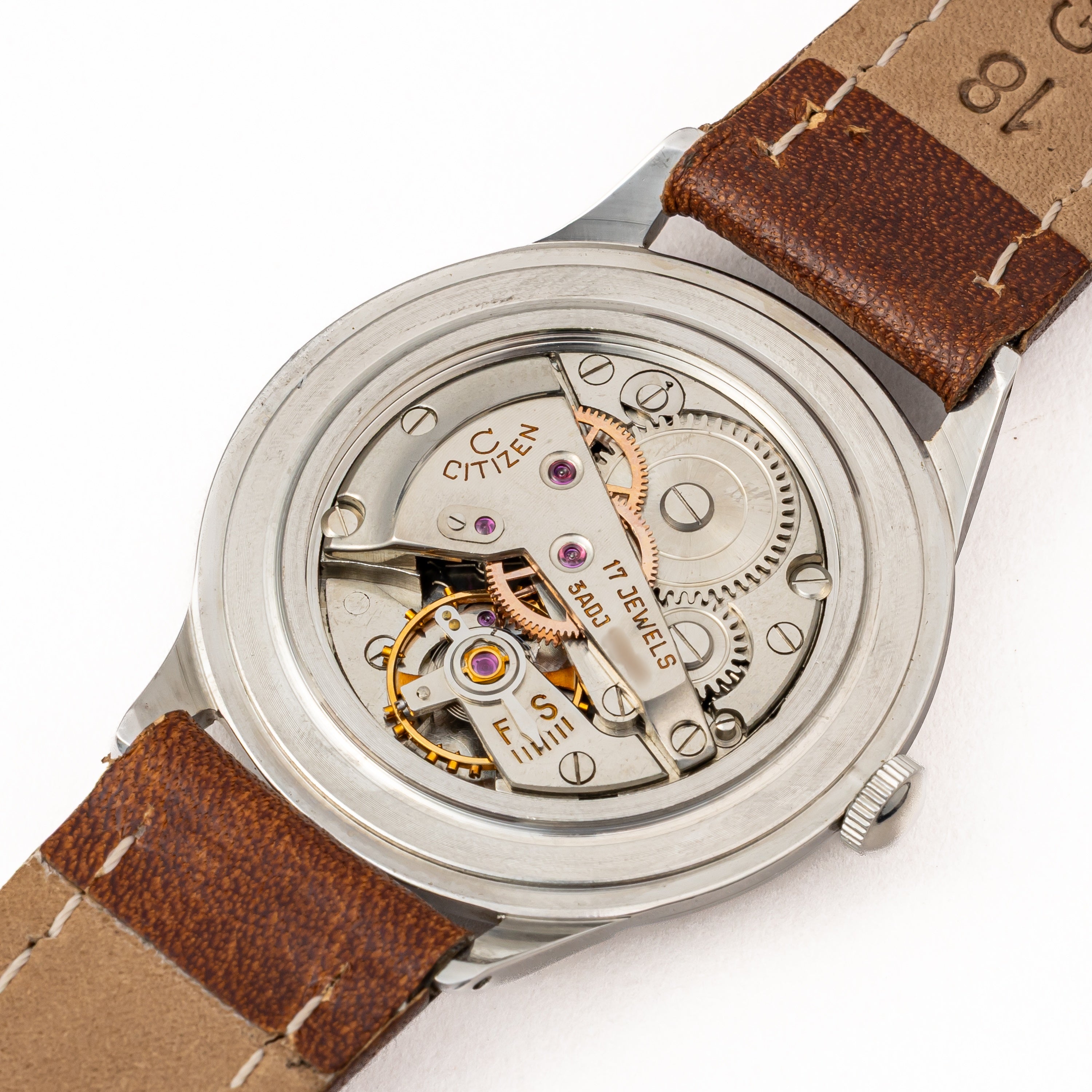 シチズン ラウンドケース パラショック 中三針 変わり文字盤 1955年製 手巻き