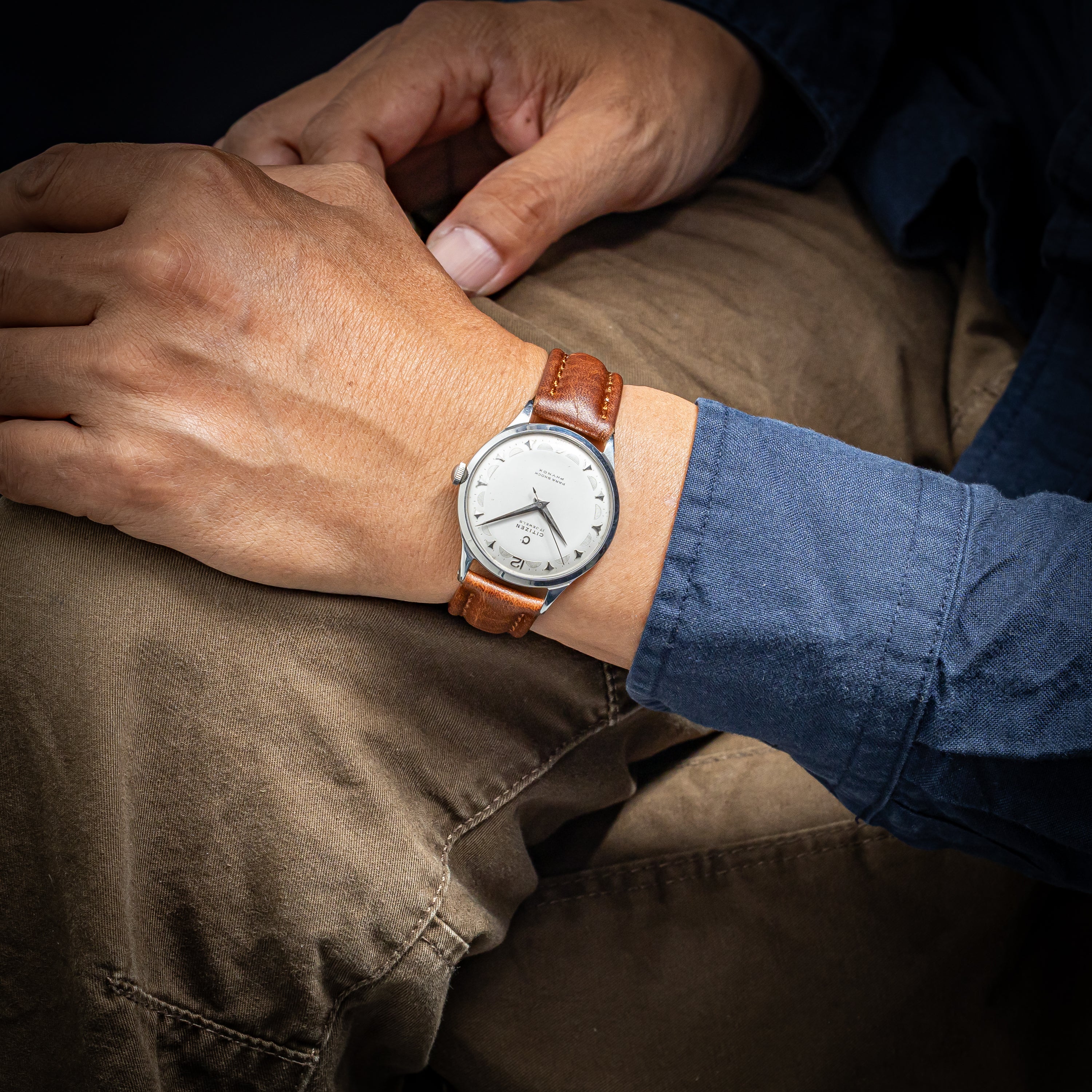 シチズン ラウンドケース パラショック 中三針 変わり文字盤 1955年製 手巻き