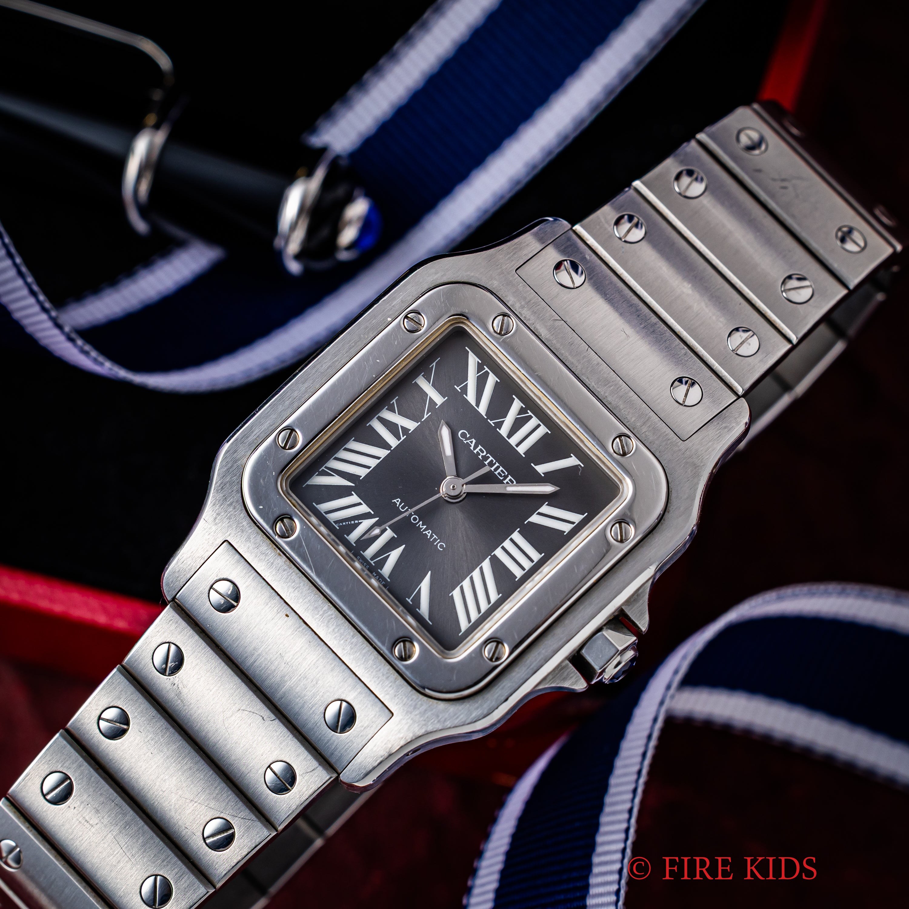 カルティエ サントスガルべ LMサイズ 自動巻き 2002年製 SIHH2000本限定モデル グレーダイヤル