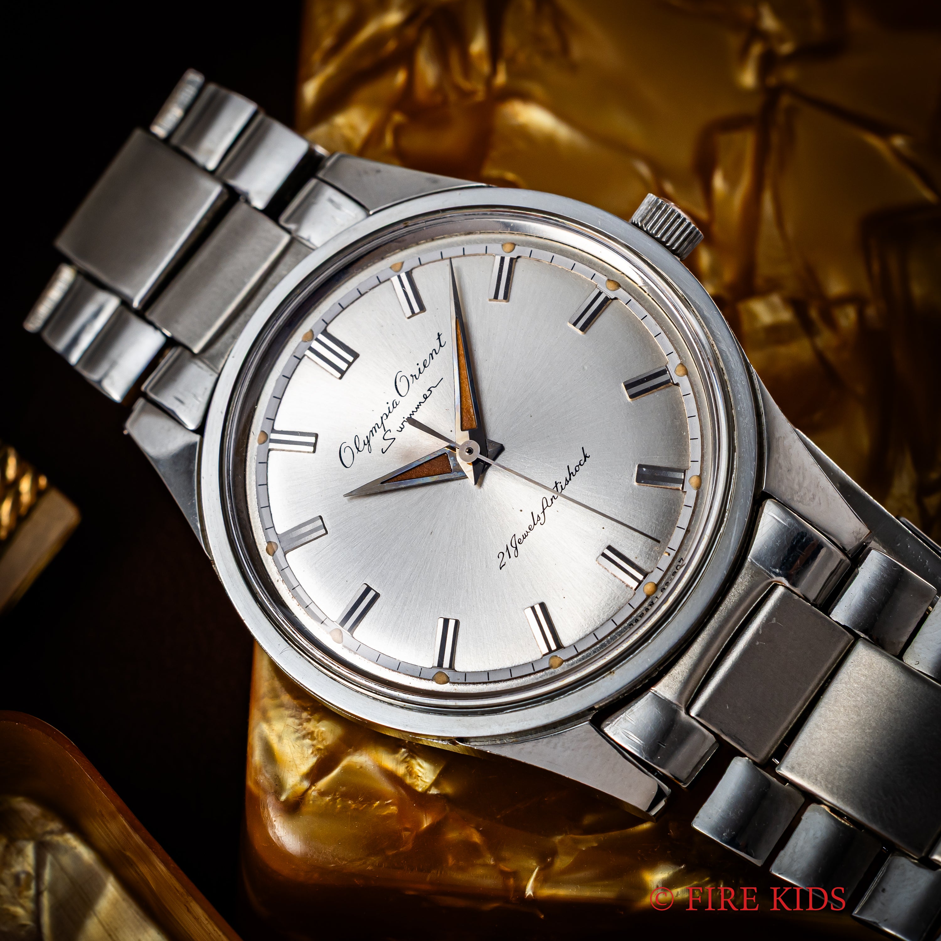 オリンピアオリエント スイマー 21石 手巻き 1960年代製 Ref.119909 フラットベゼル