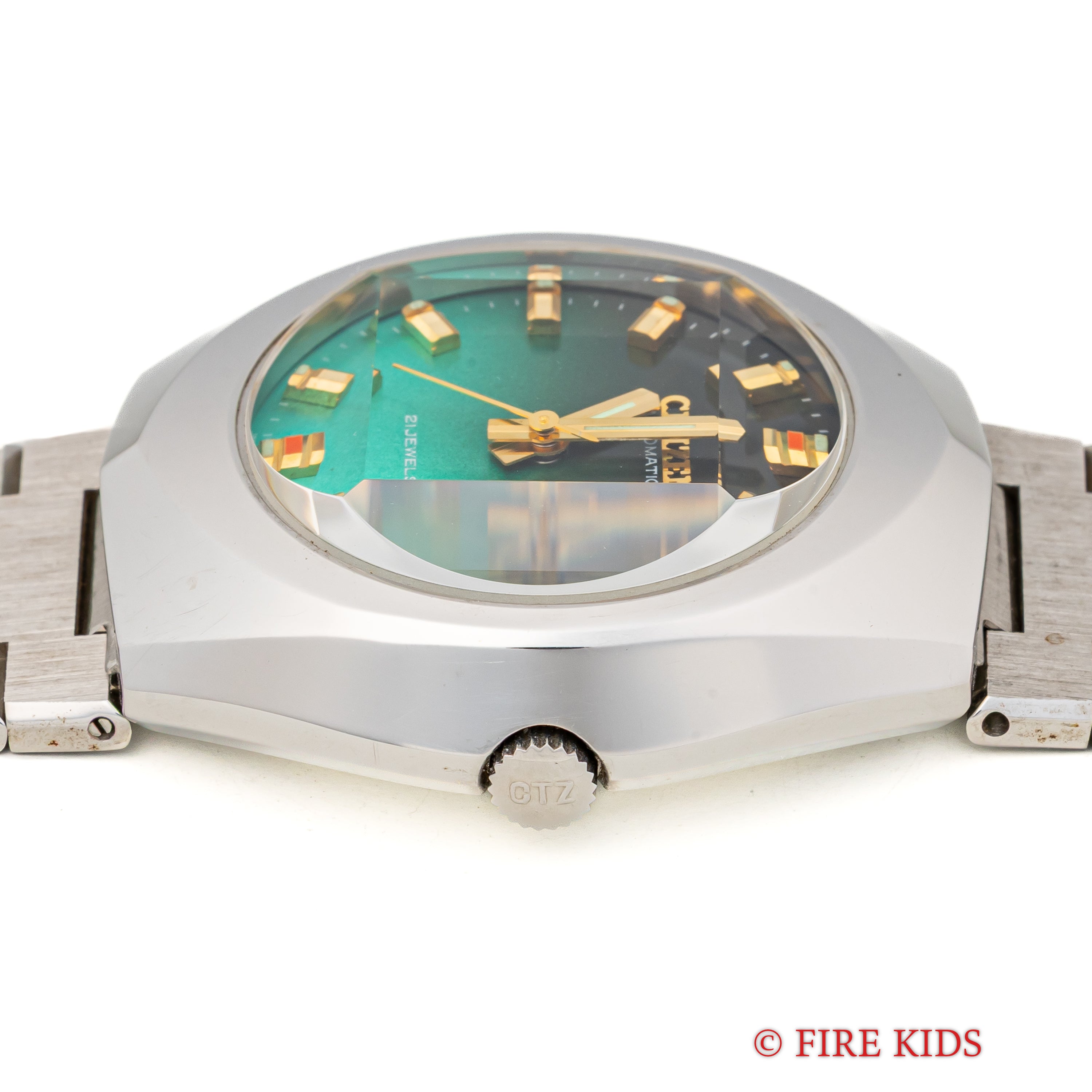 シチズン Ref.4-652461Y 1973年製 カットガラス グリーンダイヤル 純正ブレス 自動巻き デイデイト