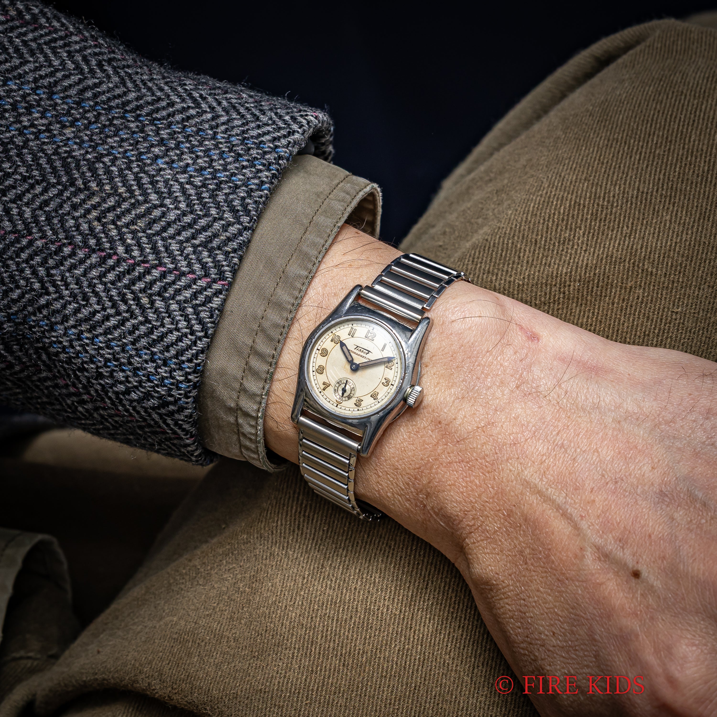 ティソ アンチマグネティック 初期型防水モデル 1930年代製 手巻 ツートンアラビアダイヤル