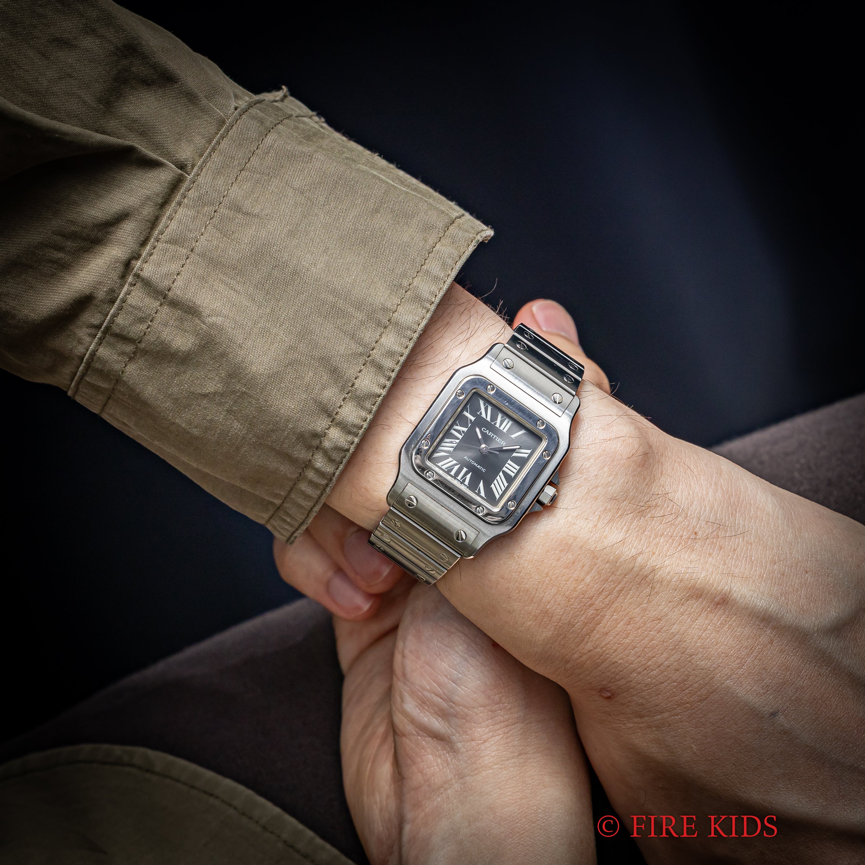 カルティエ サントスガルべ LMサイズ 自動巻き 2002年製 SIHH2000本限定モデル グレーダイヤル