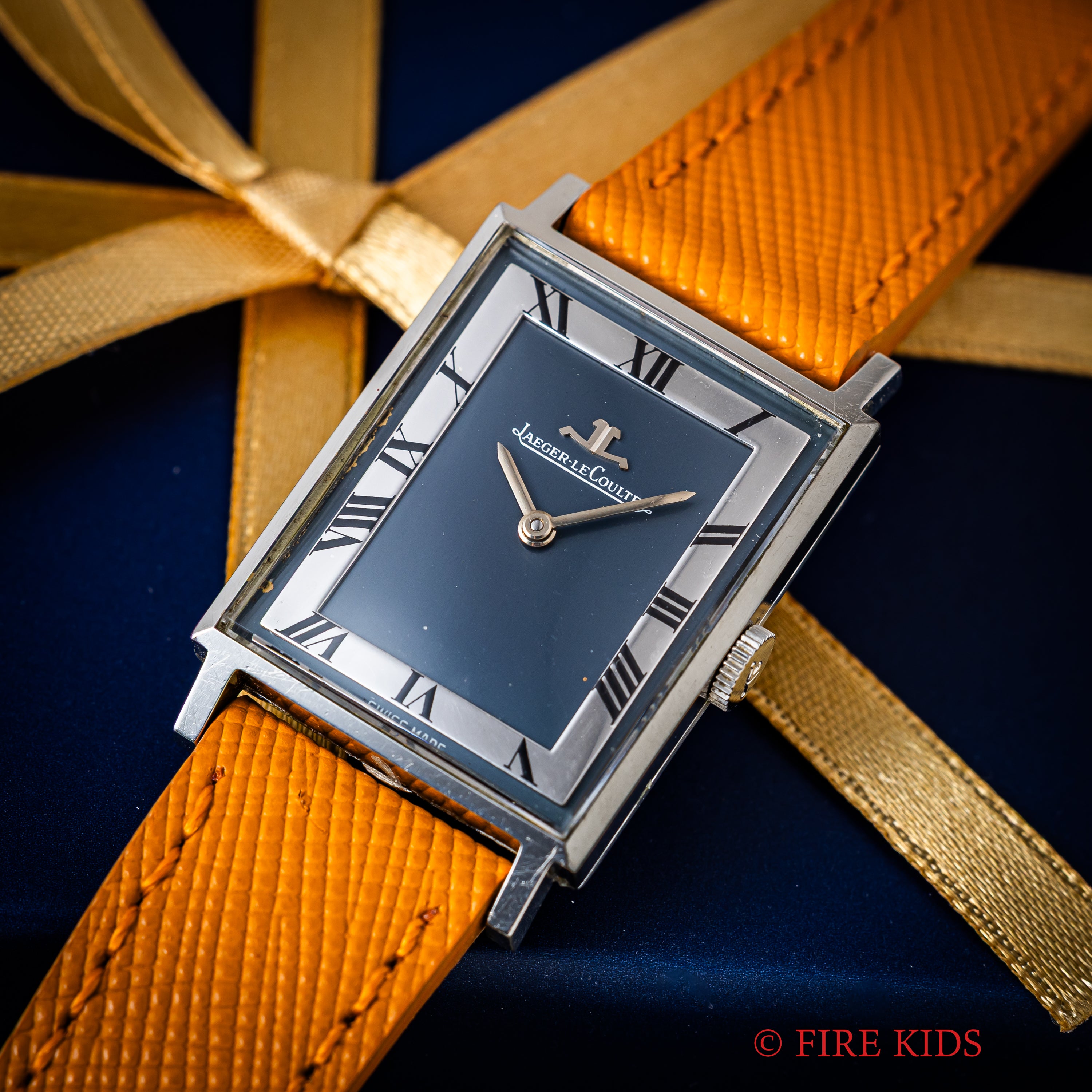 ジャガールクルト レクタンギュラー ローマンダイヤル 1970年代 純正尾錠付き