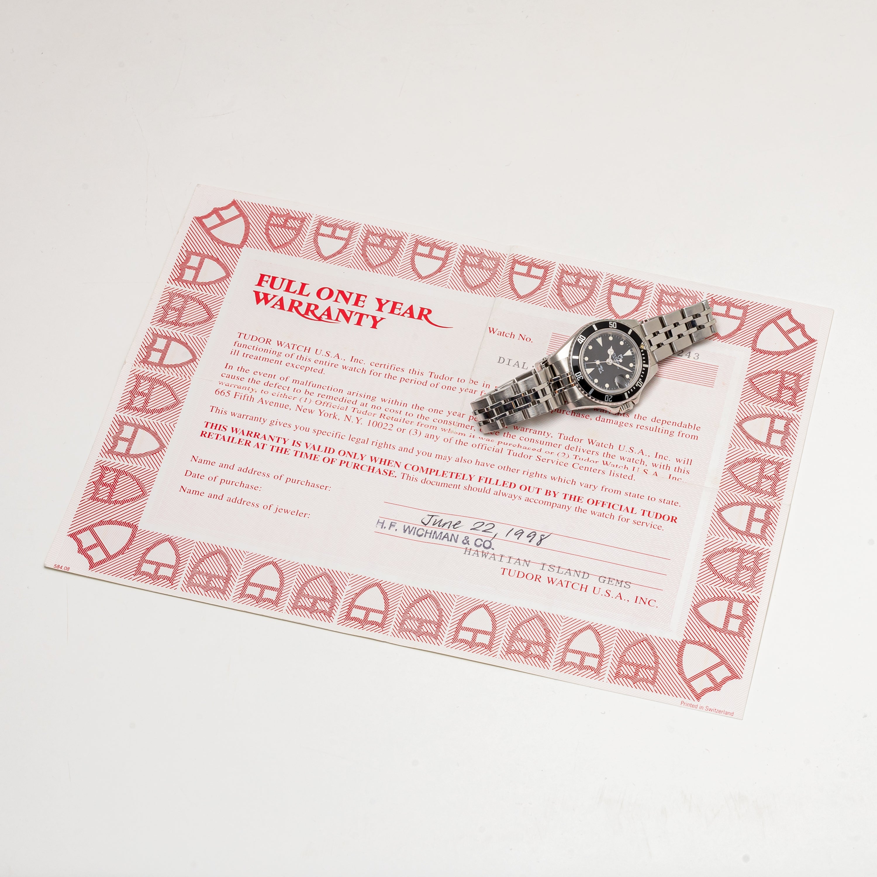 チューダー プリンセスオイスターデイト レディサブ 1992年製 Ref.96090 王冠リューズ 箱ギャラ付き