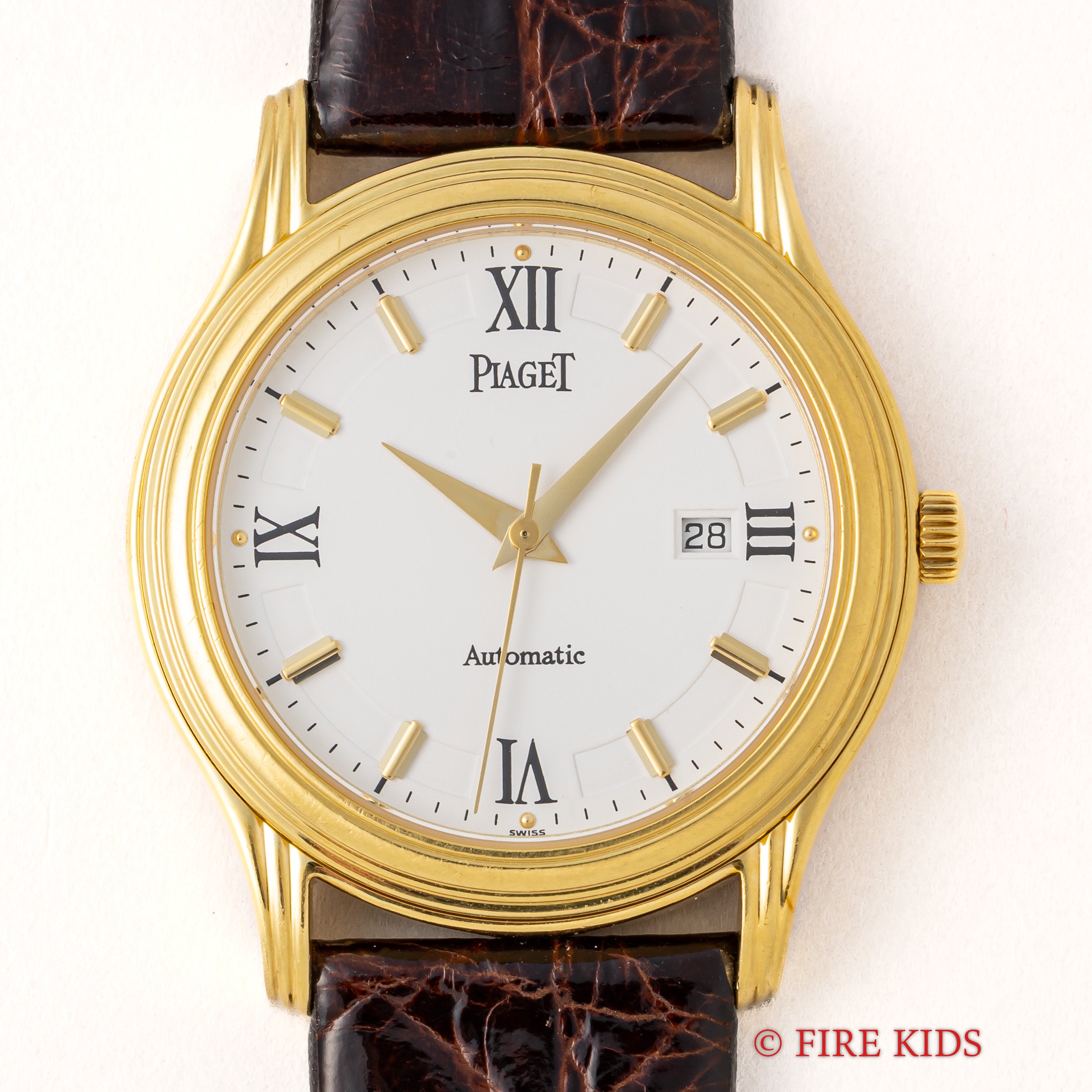ピアジェ ポロ 18金無垢イエローゴールド 1980年代製 自動巻 Cal.P951 ホワイトローマンダイヤル