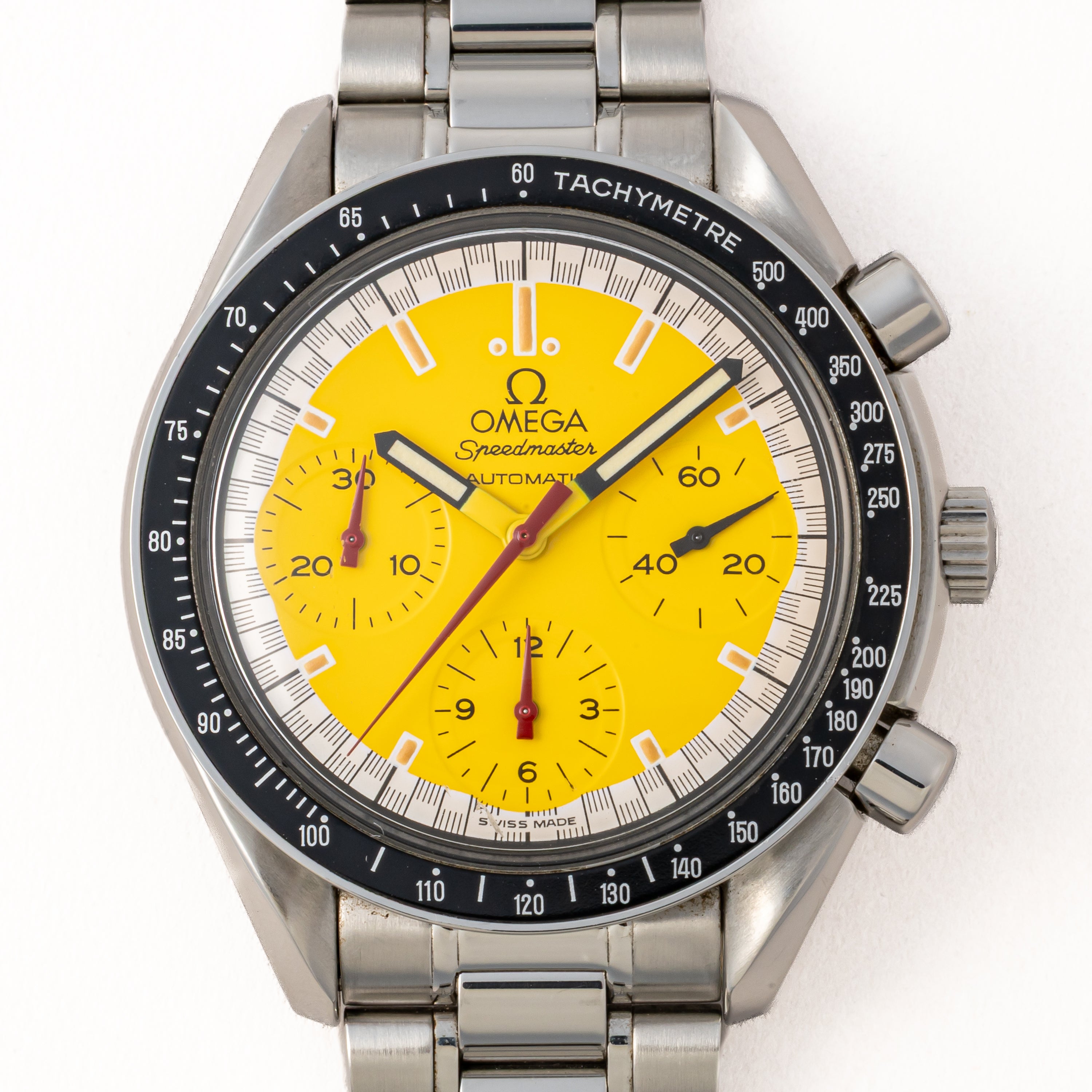 オメガ スピードマスター レーシング 1996年~1998年製 シューマッハ Ref.35101200/175.0032 イエローダイヤル 箱、ギャラ付き