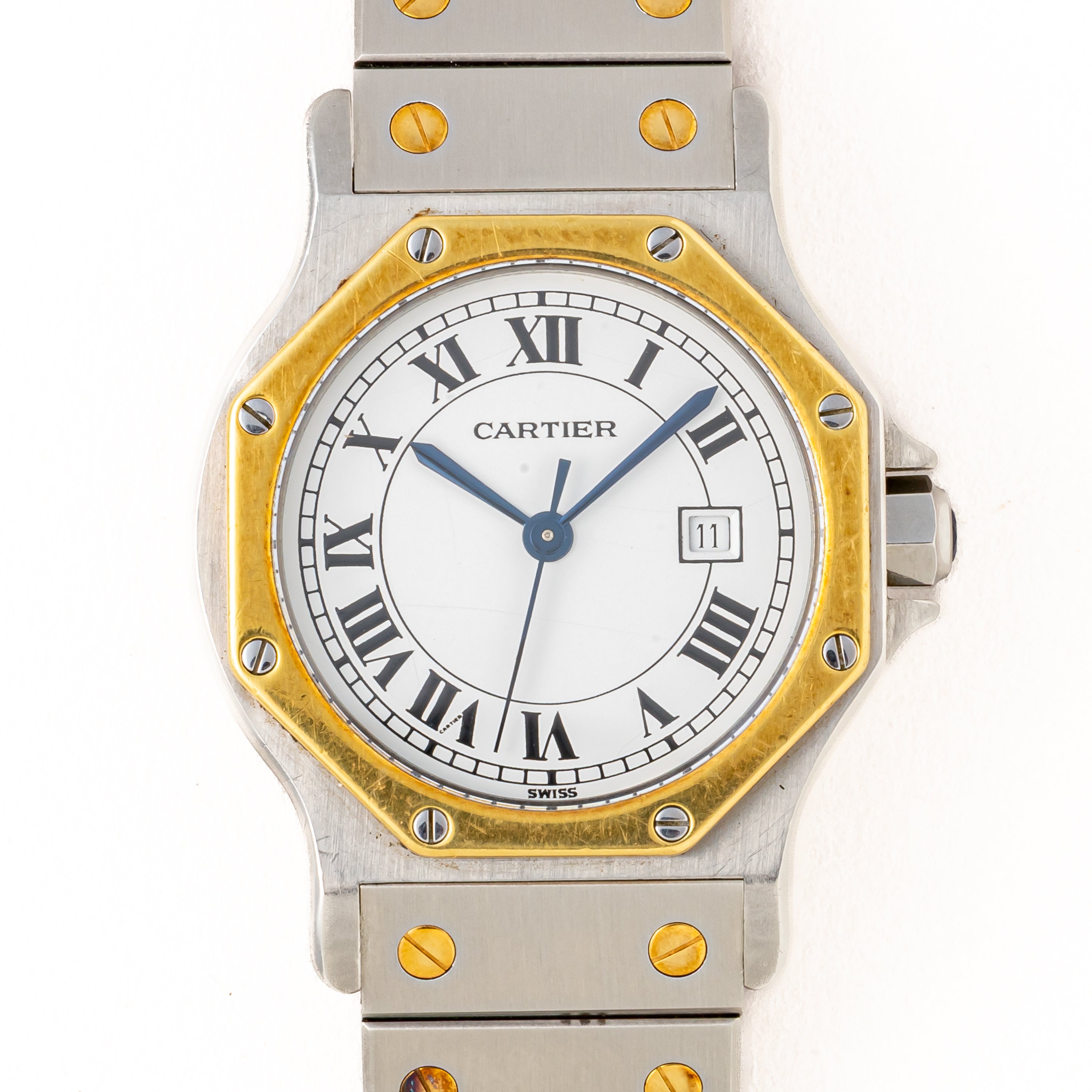 カルティエ サントス オクタゴンLM コンビ ホワイトローマン 1980年代製 自動巻き