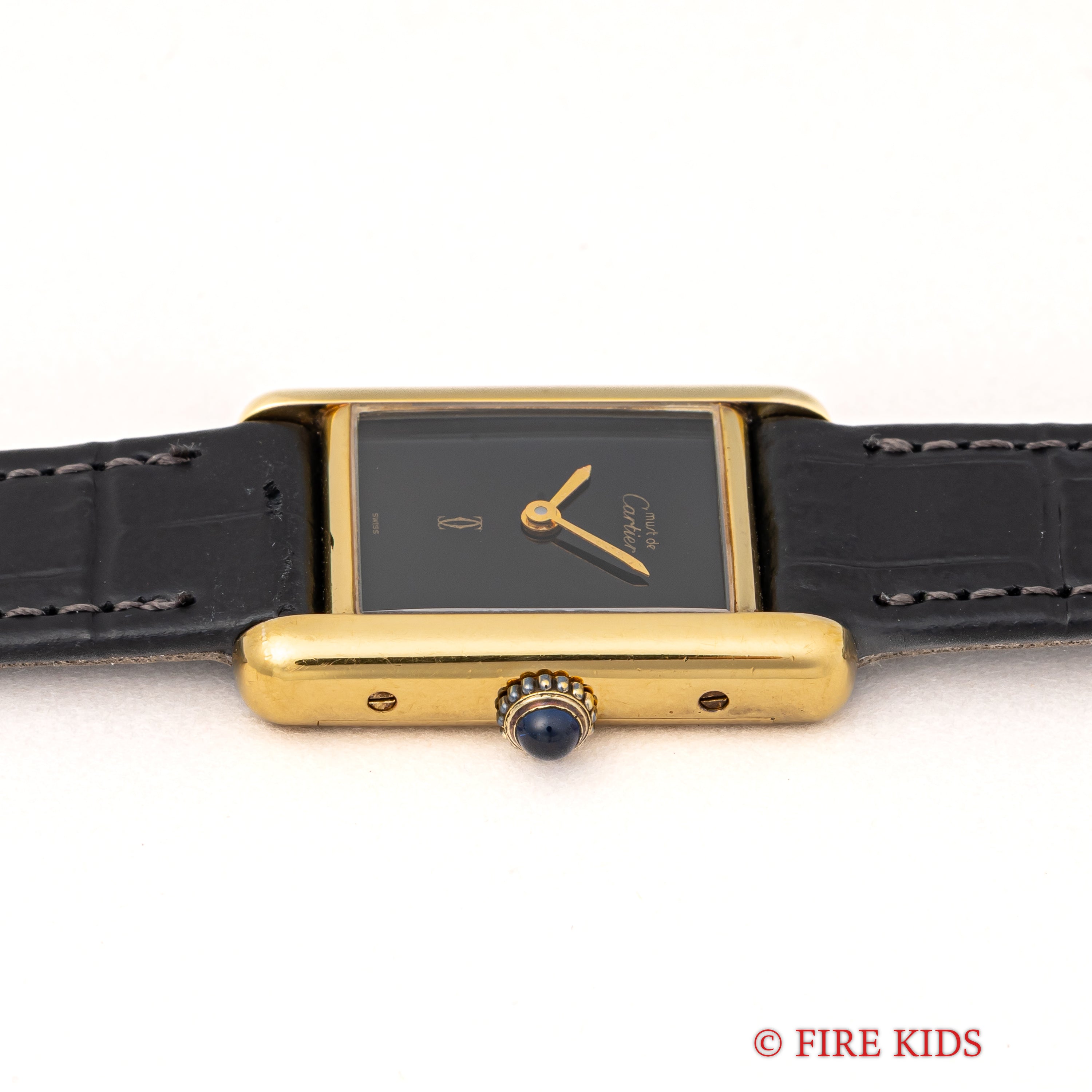 カルティエ マストタンク SMサイズ ブラックダイヤル 1980年代製 純正尾錠