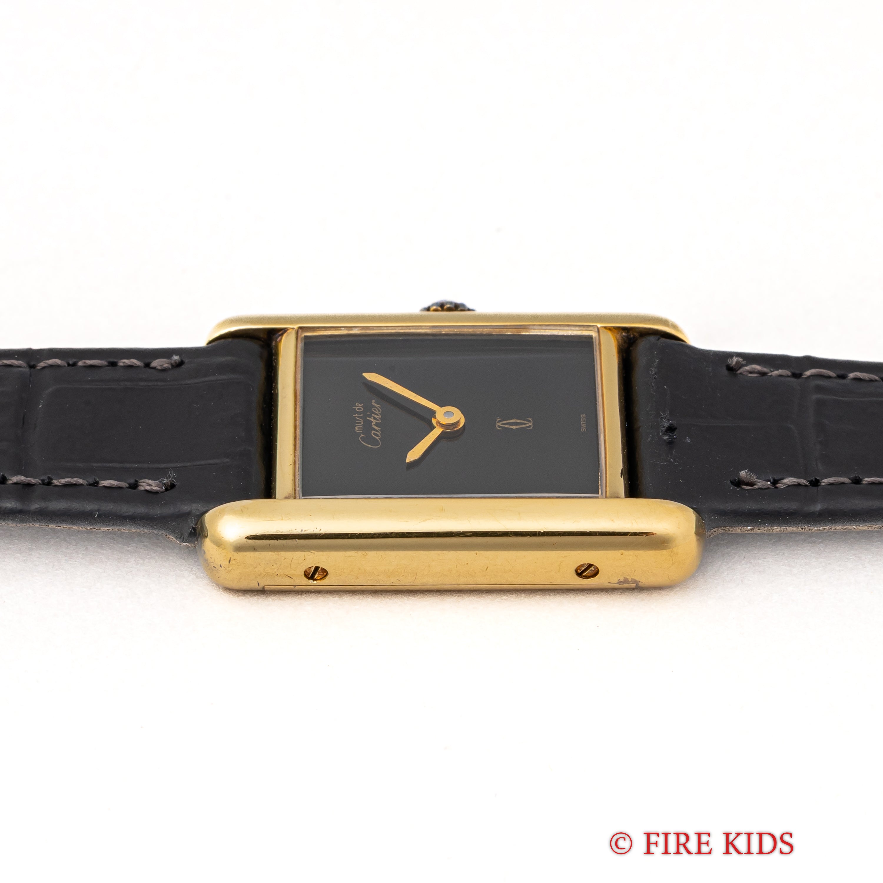 カルティエ マストタンク SMサイズ ブラックダイヤル 1980年代製 純正尾錠