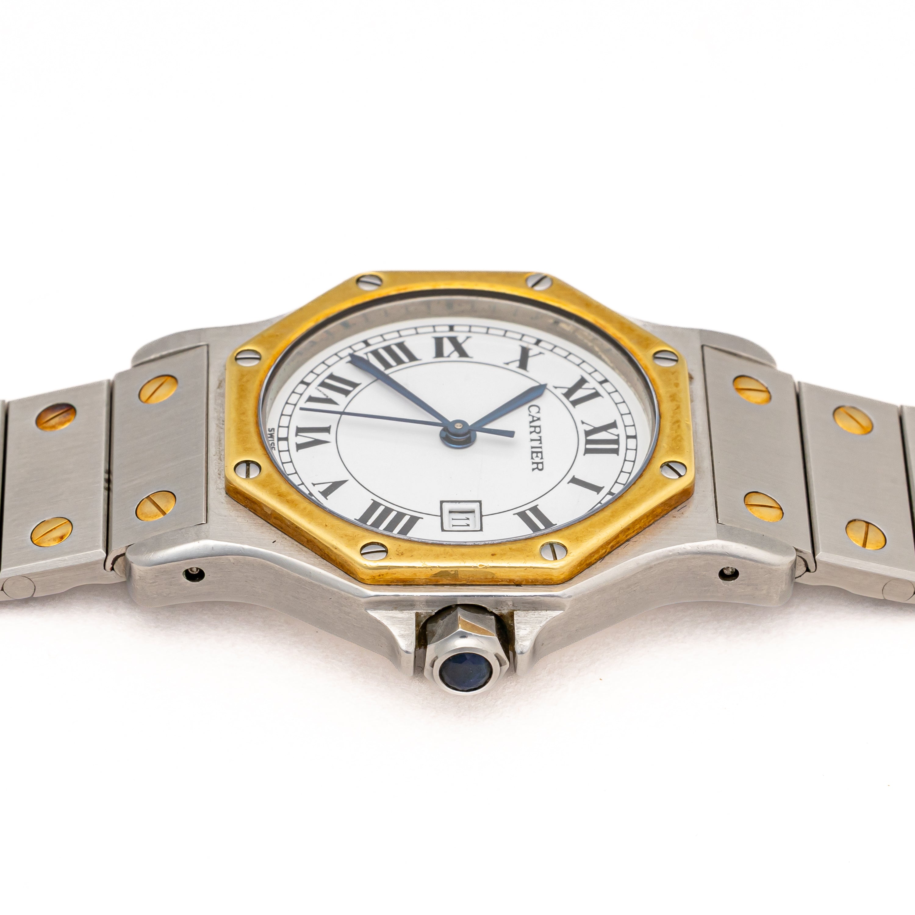 カルティエ サントス オクタゴンLM コンビ ホワイトローマン 1980年代製 自動巻き