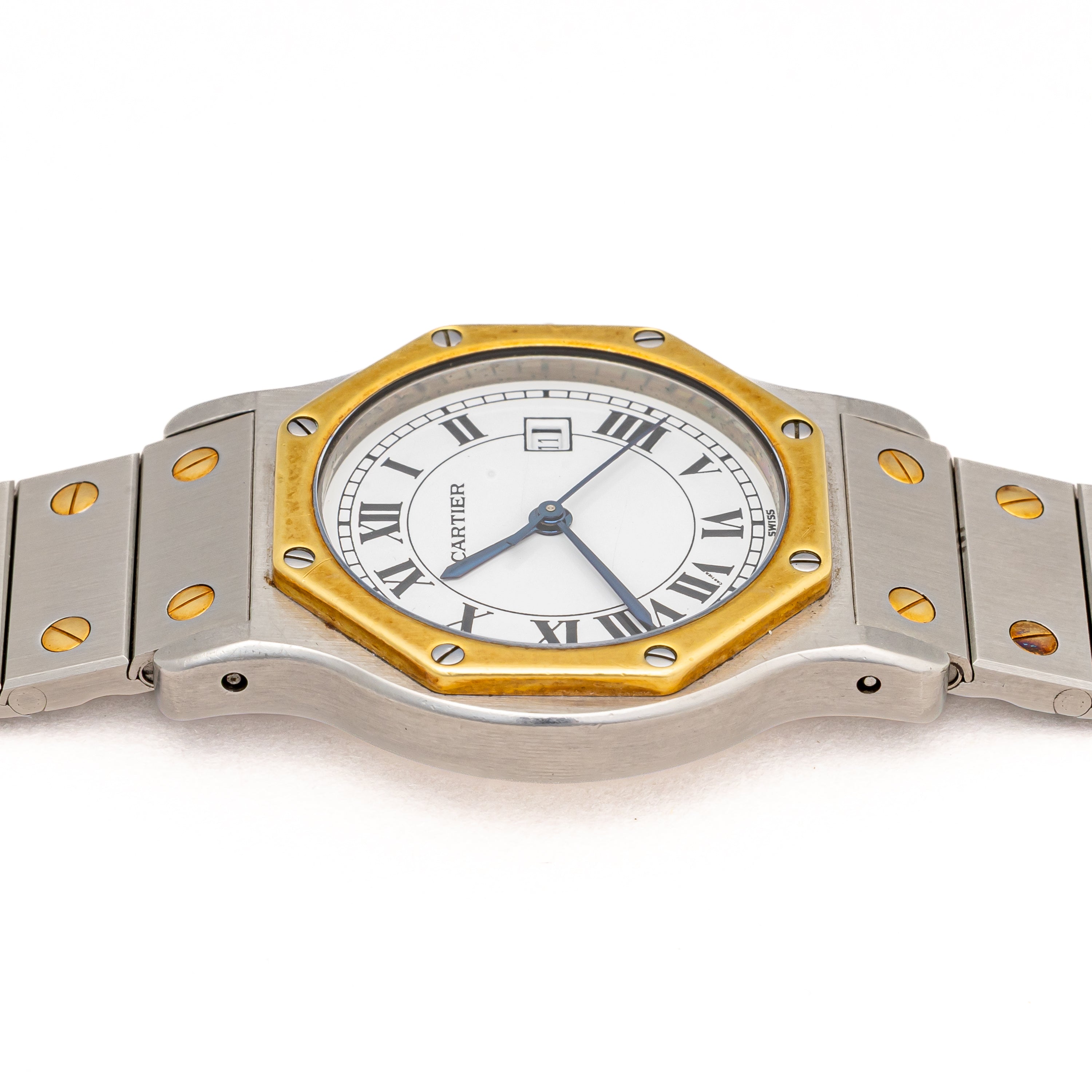 カルティエ サントス オクタゴンLM コンビ ホワイトローマン 1980年代製 自動巻き