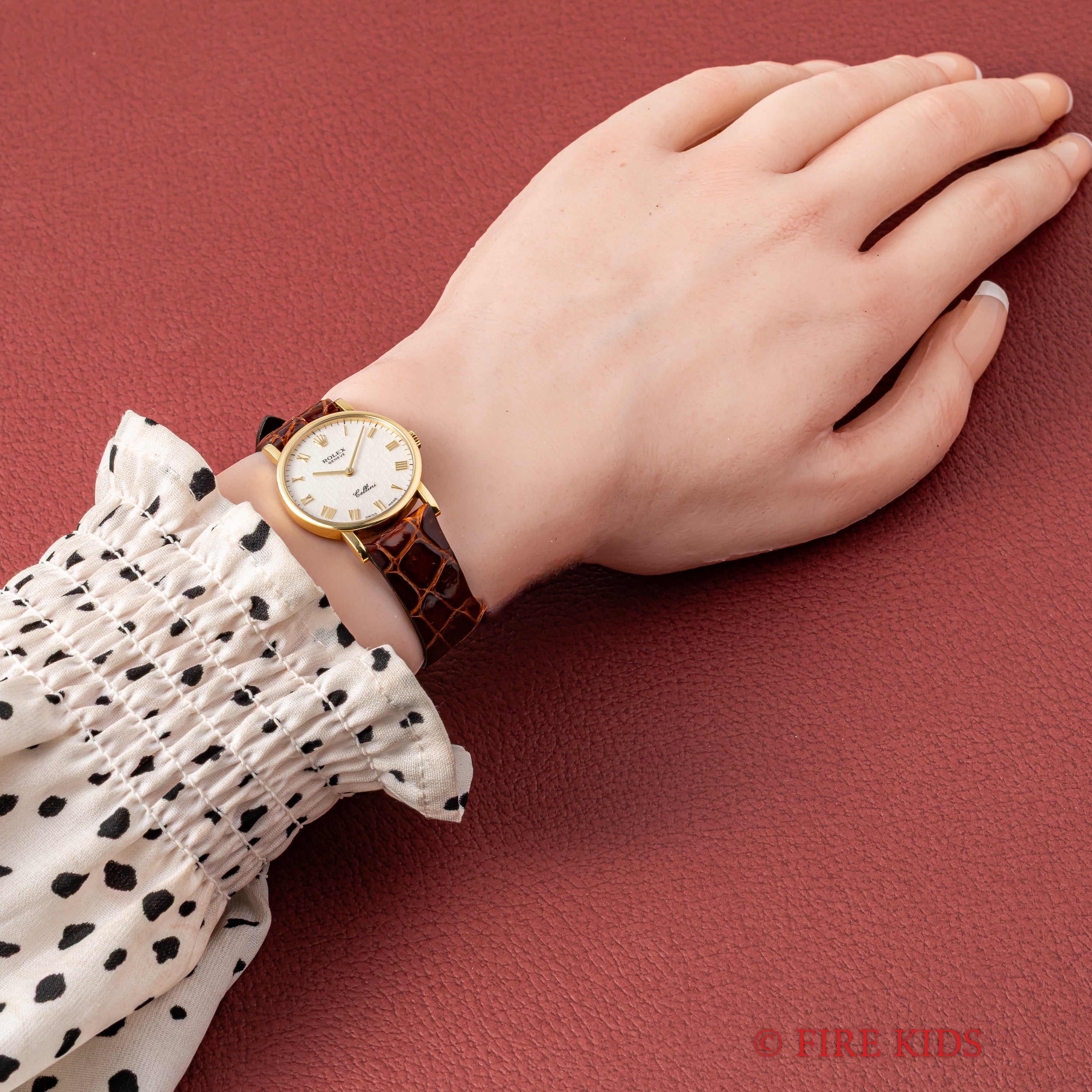 ロレックス レディース18金無垢チェリーニ ホワイトローマンダイヤル 1994~95年製 Ref.5109 純正尾錠付