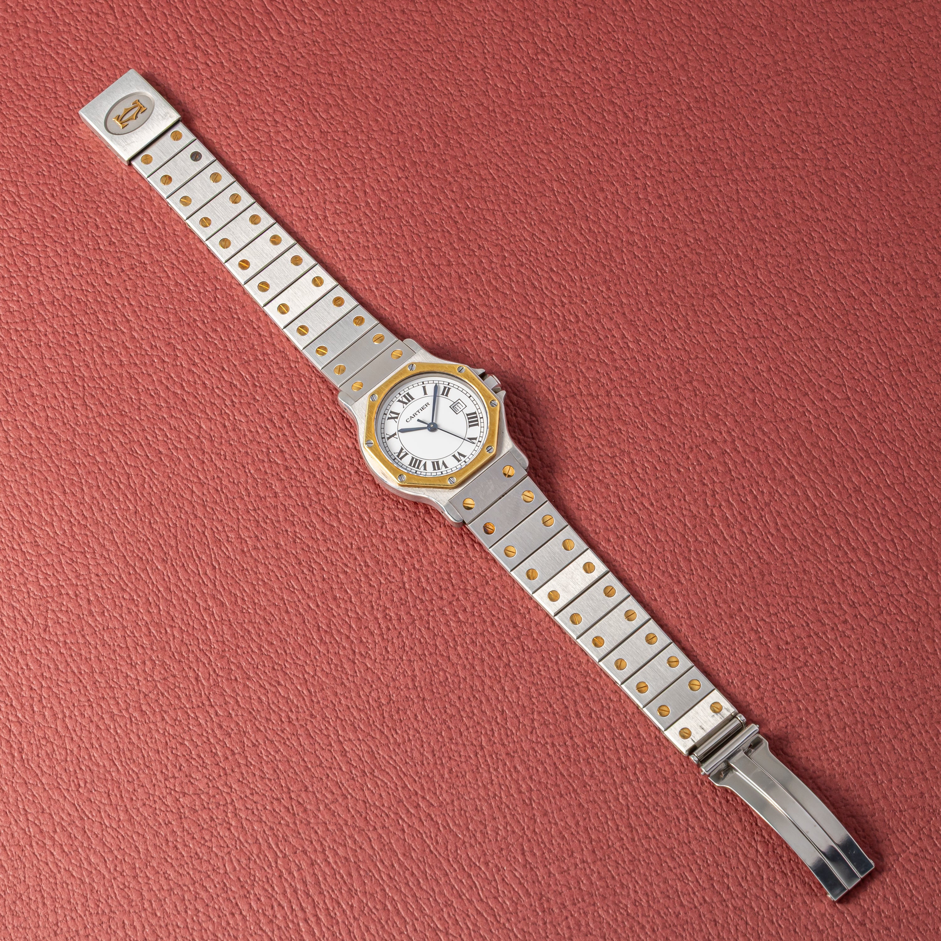カルティエ サントス オクタゴンLM コンビ ホワイトローマン 1980年代製 自動巻き