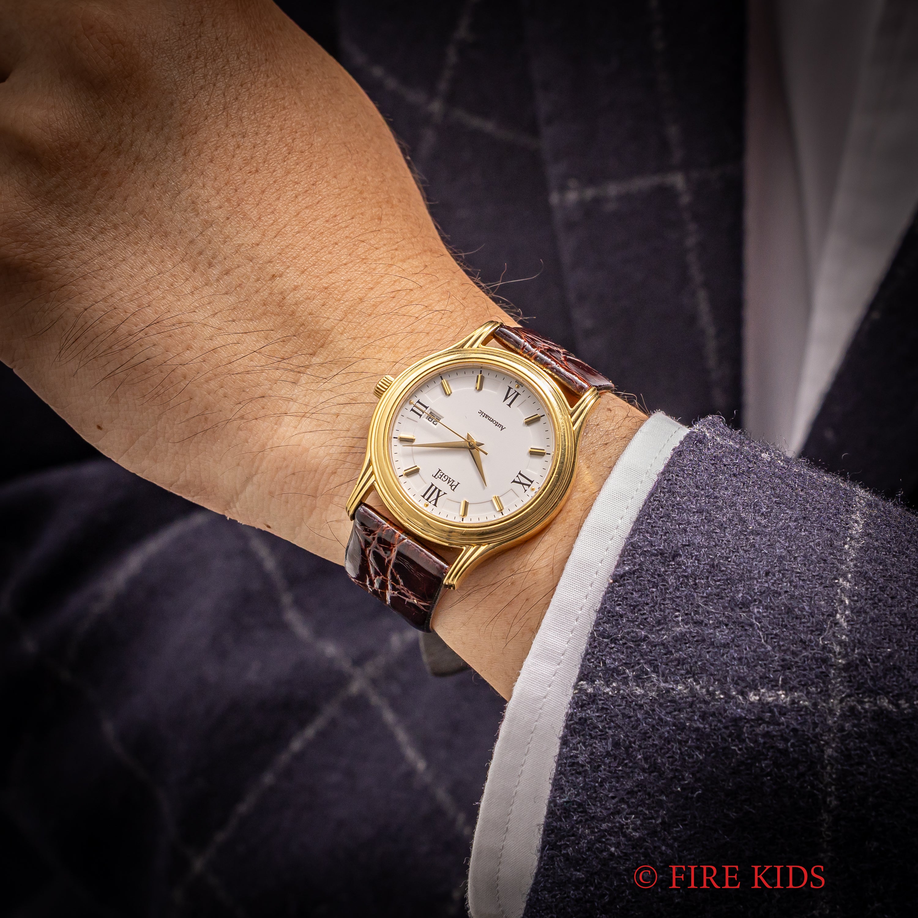 ピアジェ ポロ 18金無垢イエローゴールド 1980年代製 自動巻 Cal.P951 ホワイトローマンダイヤル